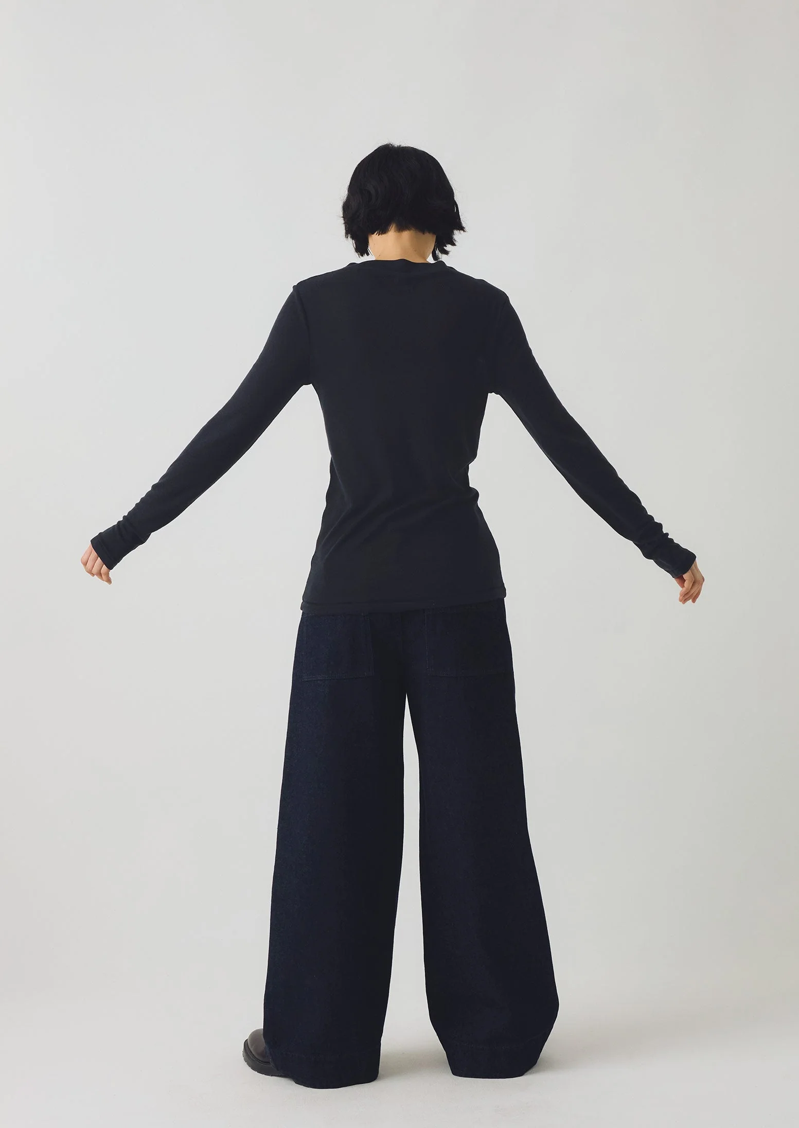 Aster High Neck Wool Lyocell Tee | Black - Image 3