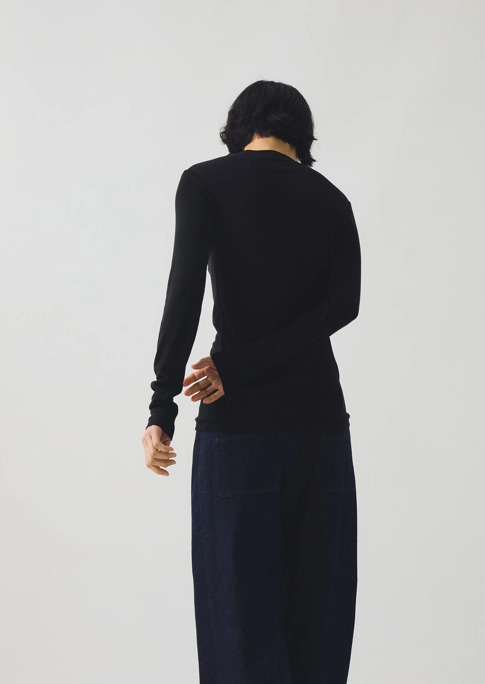 Aster High Neck Wool Lyocell Tee | Black - Image 4