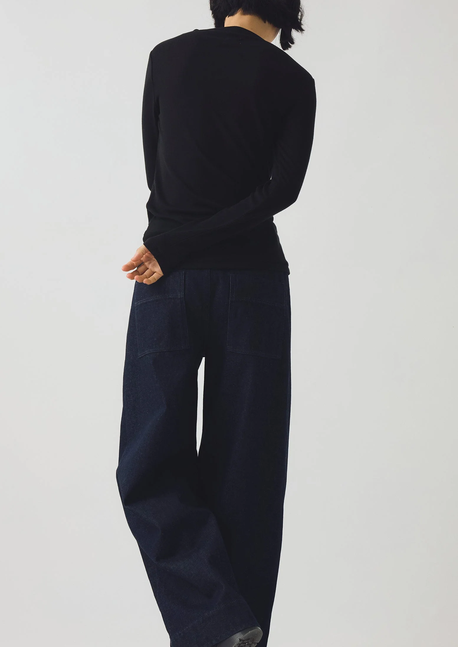 Aster High Neck Wool Lyocell Tee | Ink - Image 3