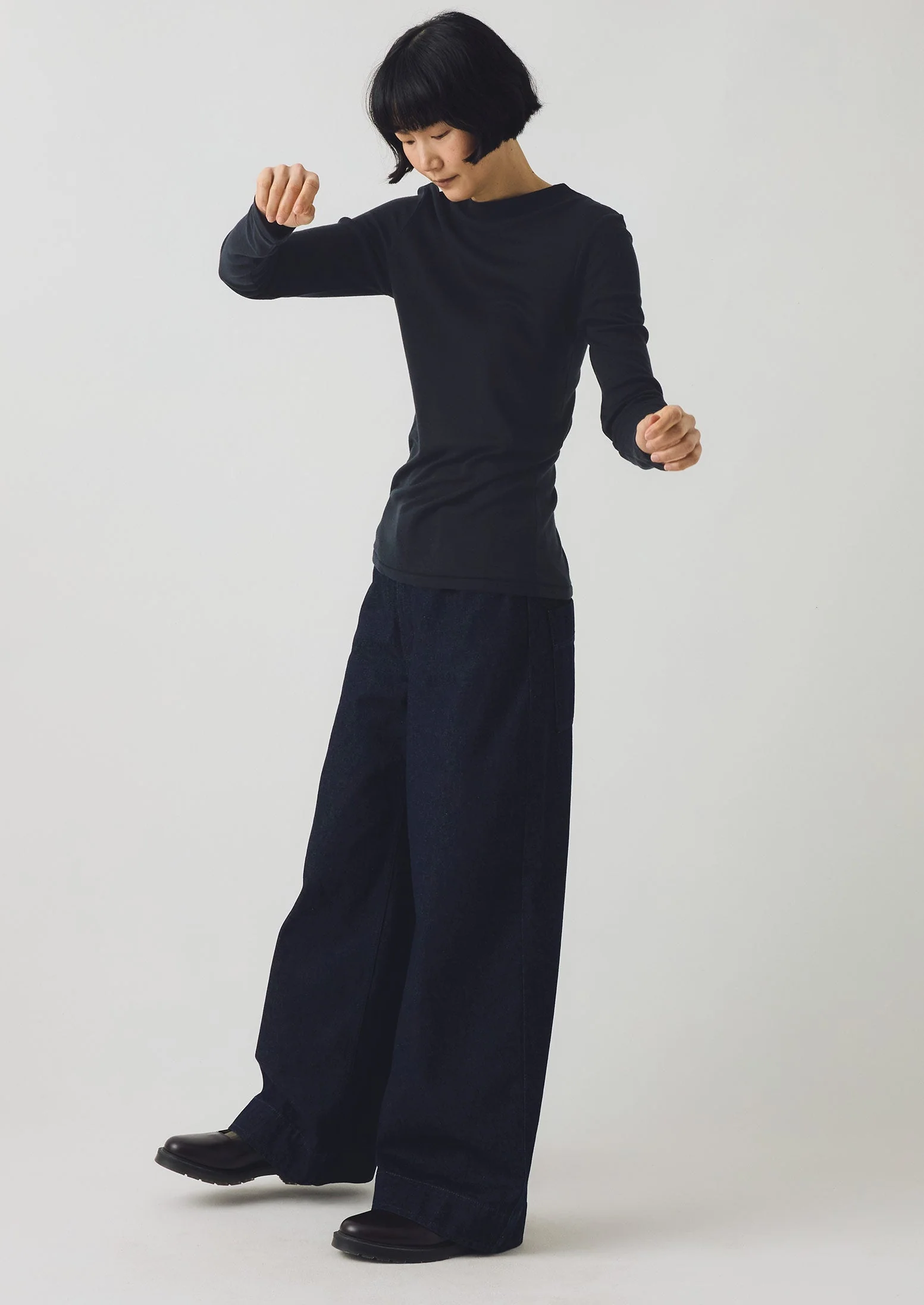 Aster High Neck Wool Lyocell Tee | Ink - Image 5