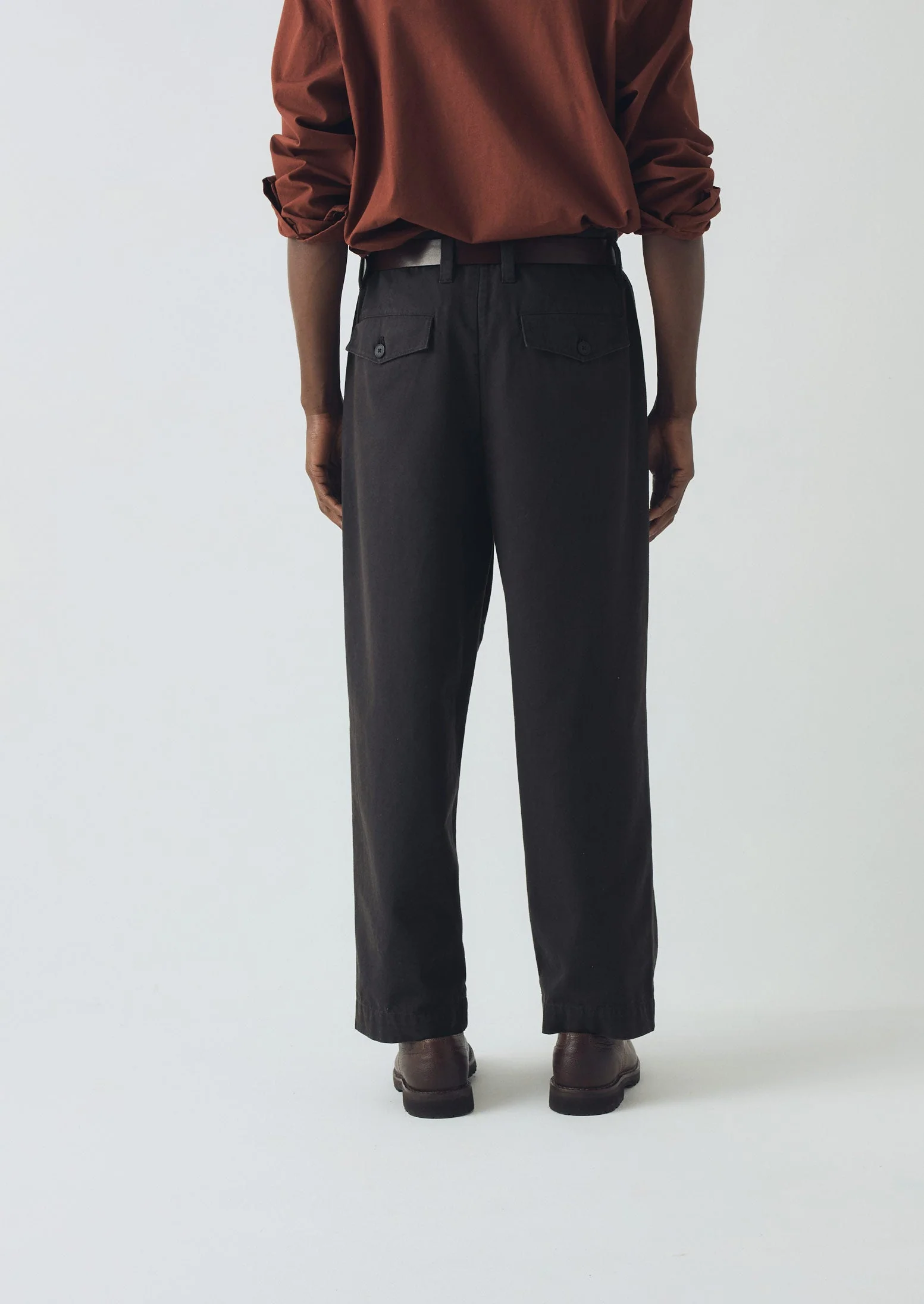 Bill Cotton Canvas Wide Leg Trousers | Soft Black - Image 5
