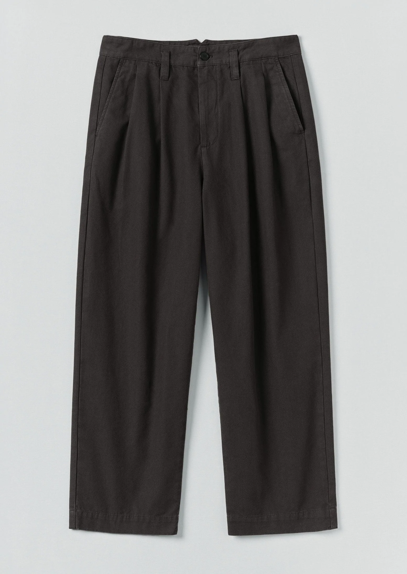 Bill Cotton Canvas Wide Leg Trousers | Soft Black - Image 8