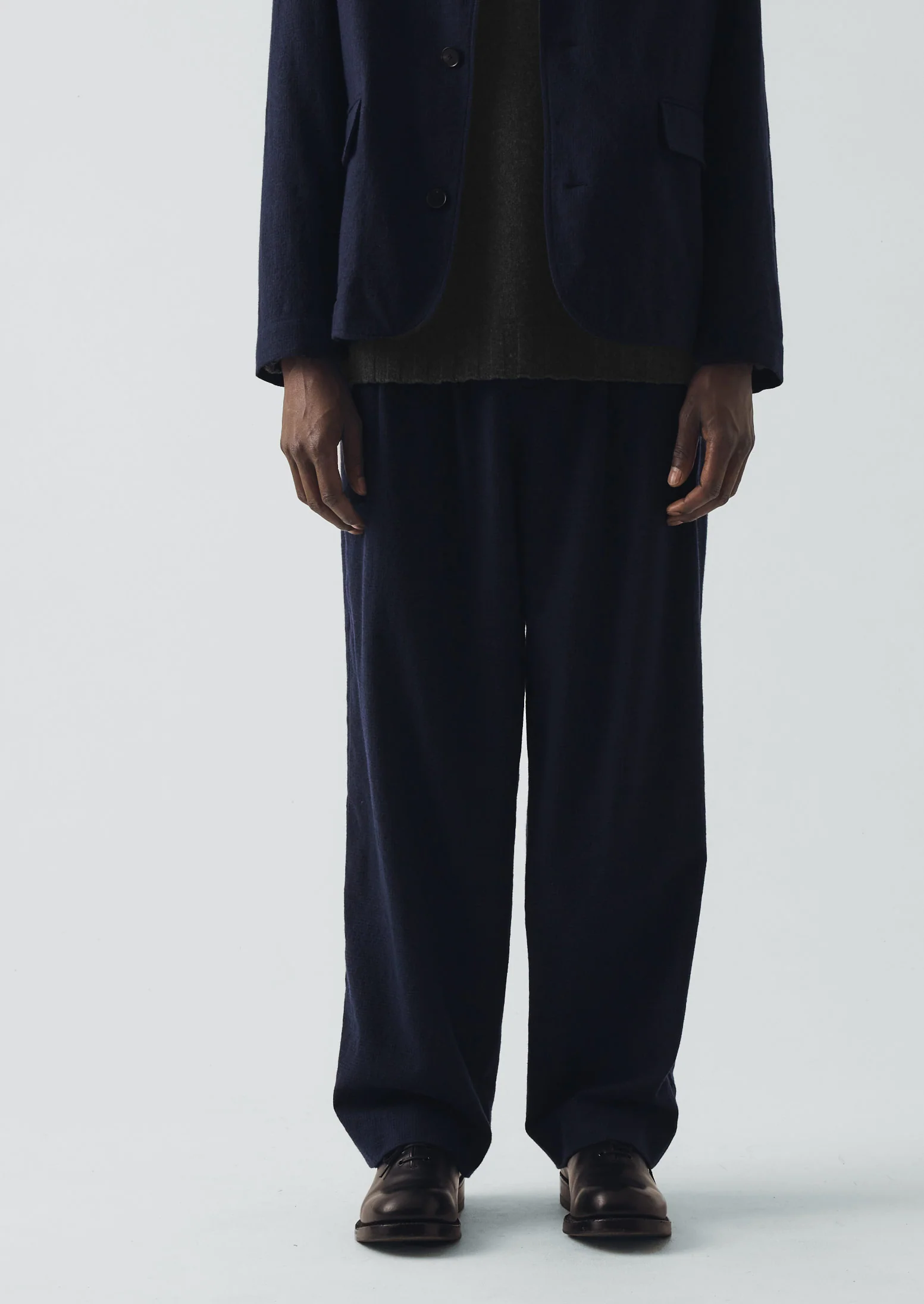 Bill Houndstooth Cotton Wool Trousers | Dark Navy - Image 3