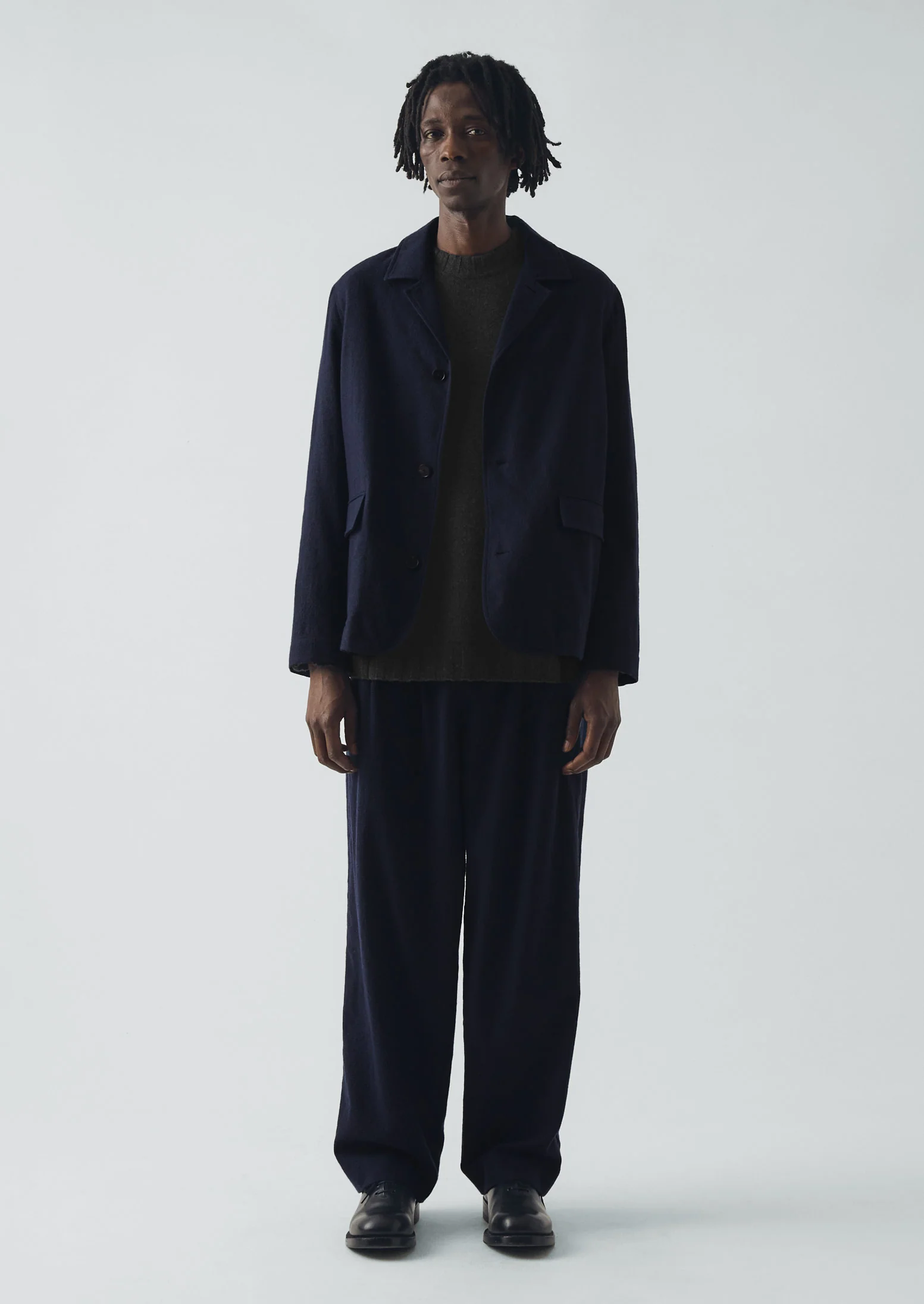 Bill Houndstooth Cotton Wool Trousers | Dark Navy - Image 4