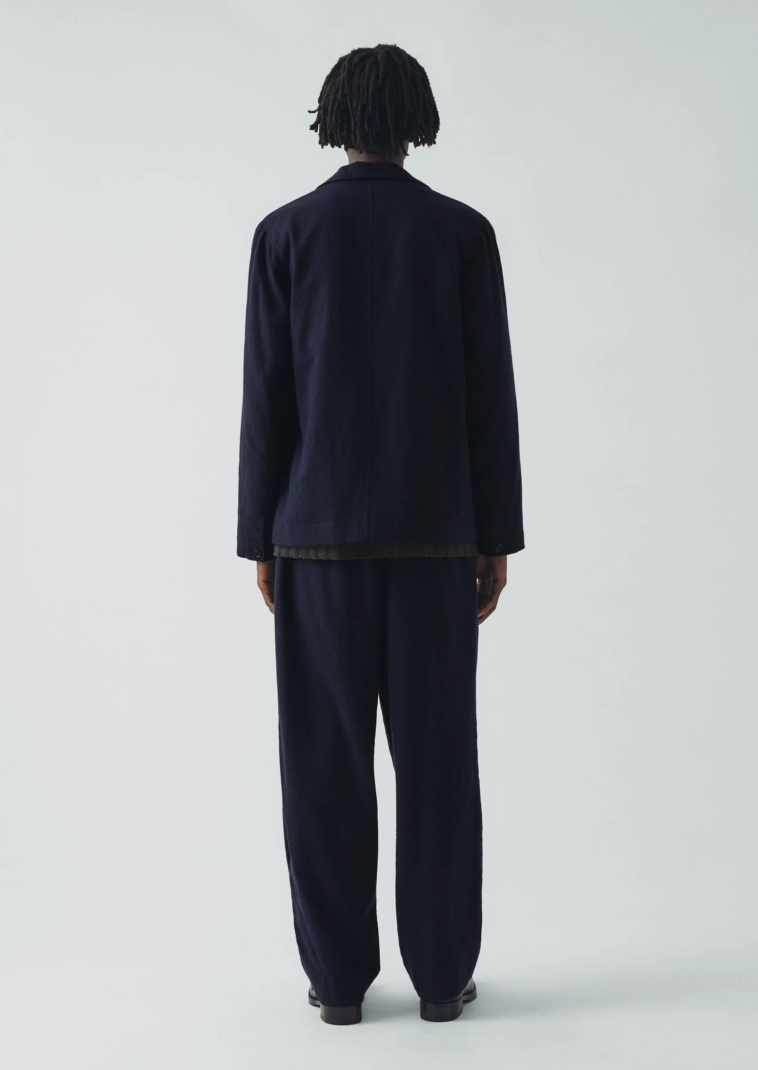 Bill Houndstooth Cotton Wool Trousers | Dark Navy - Image 5