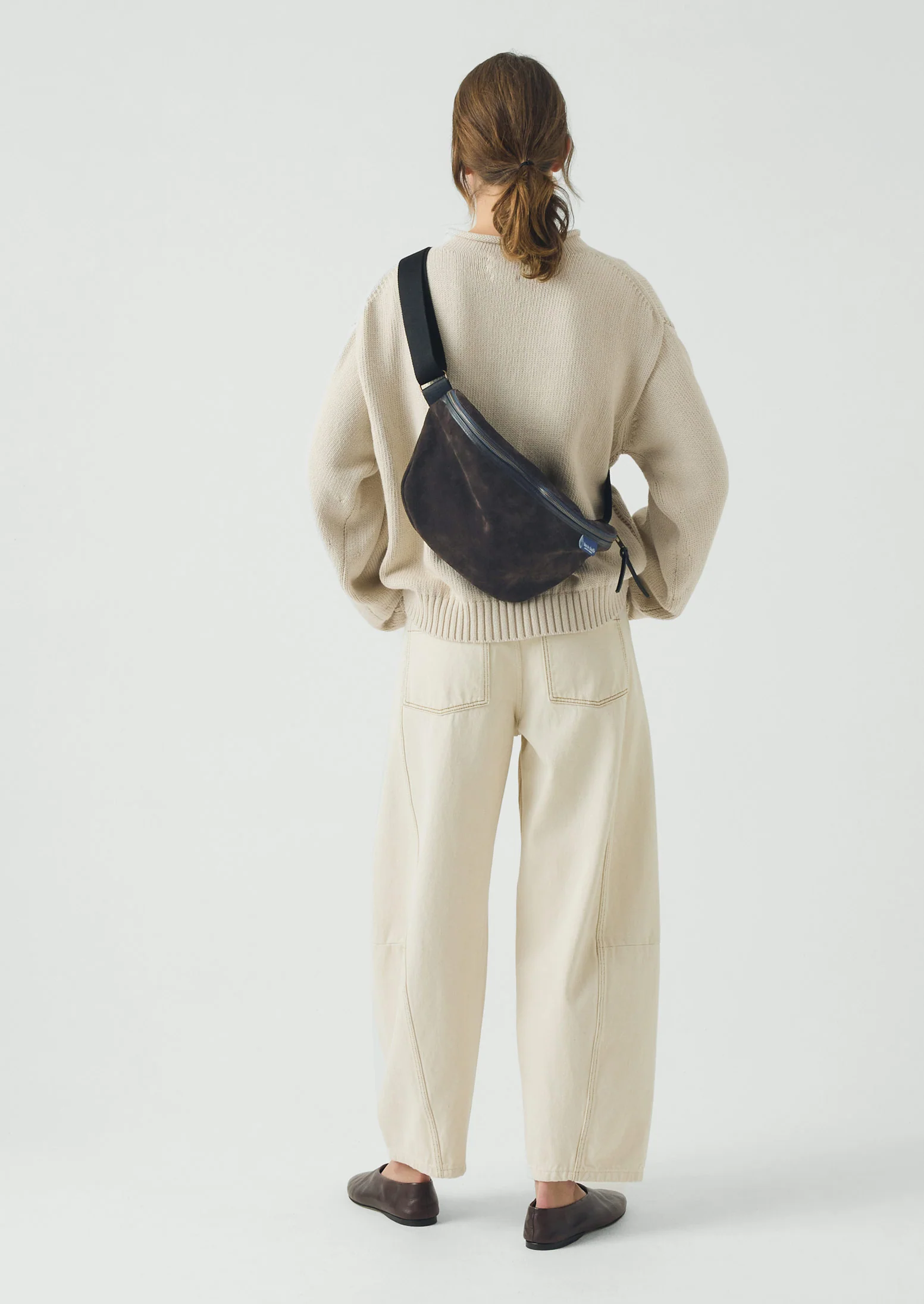 Bleu De Chauffe Large Suede Cross Body Bag | Dark Brown - Image 4