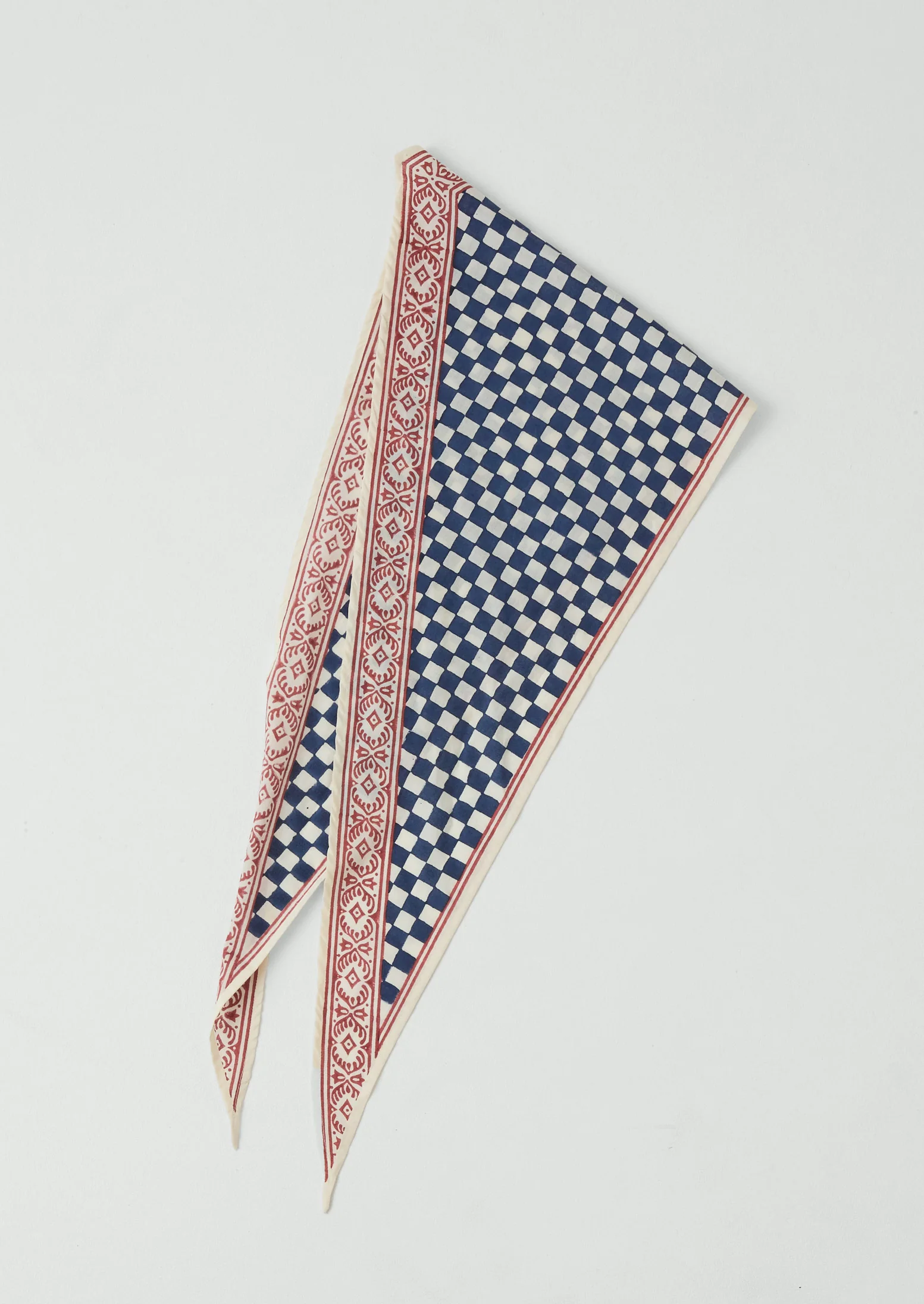 Block Print Cook Check Bandana | Provencal Blue - Image 3