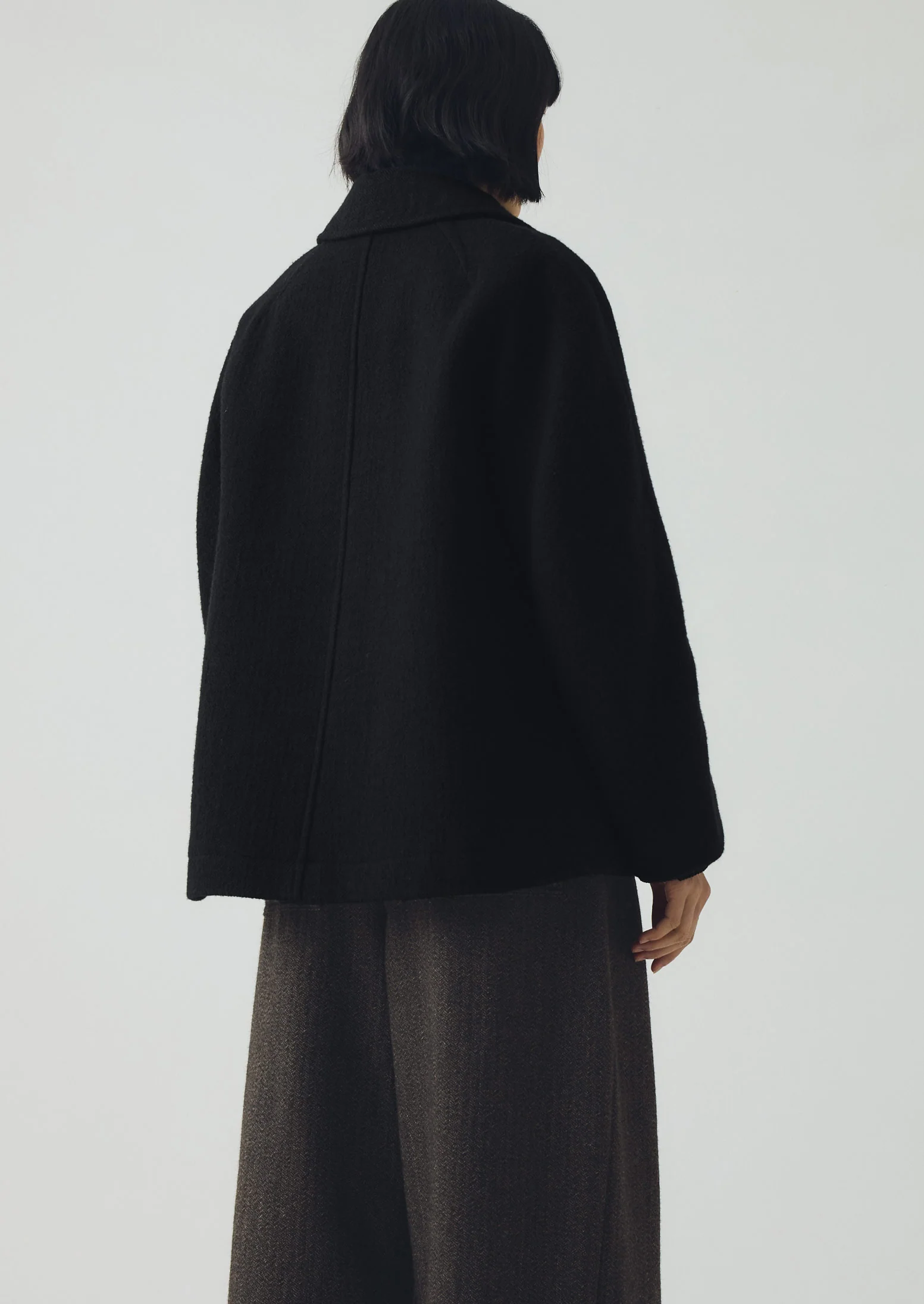 Boiled Wool Textured Short Coat | Indigo - Image 6