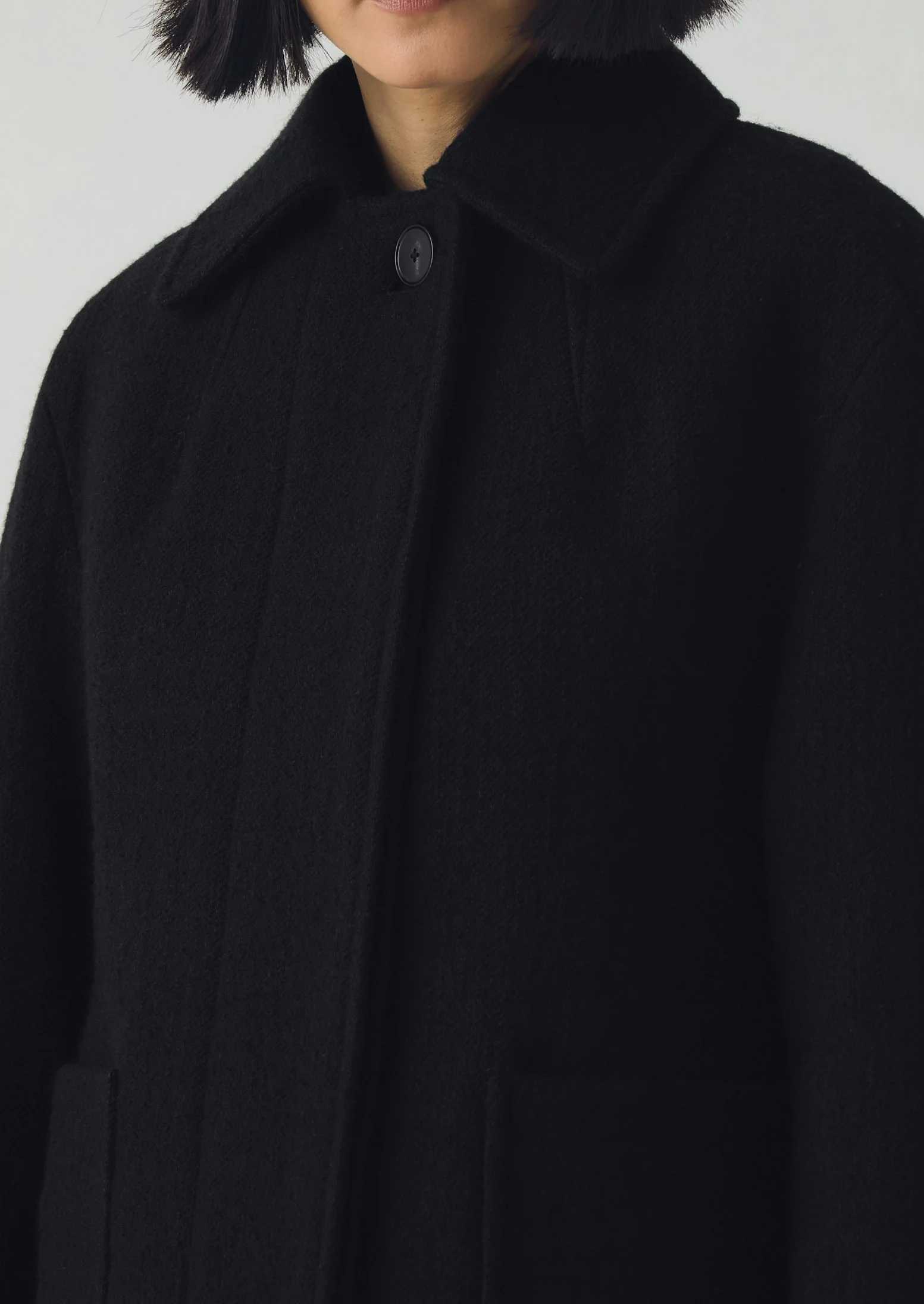 Boiled Wool Textured Short Coat | Indigo - Image 7