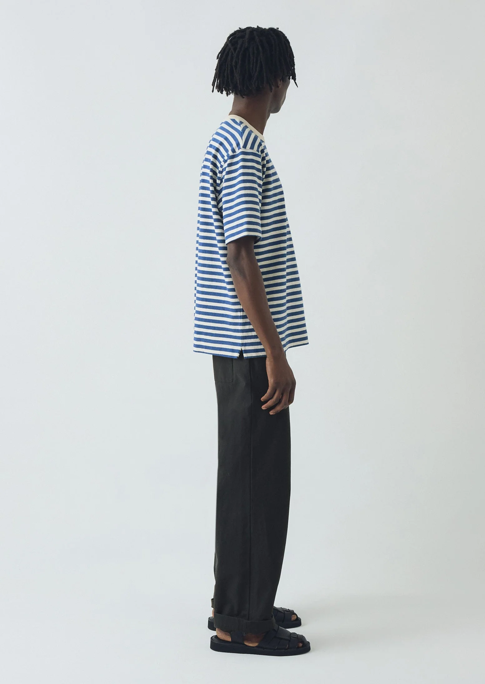 Bold Stripe Relaxed Tee | Delft/Ecru - Image 4
