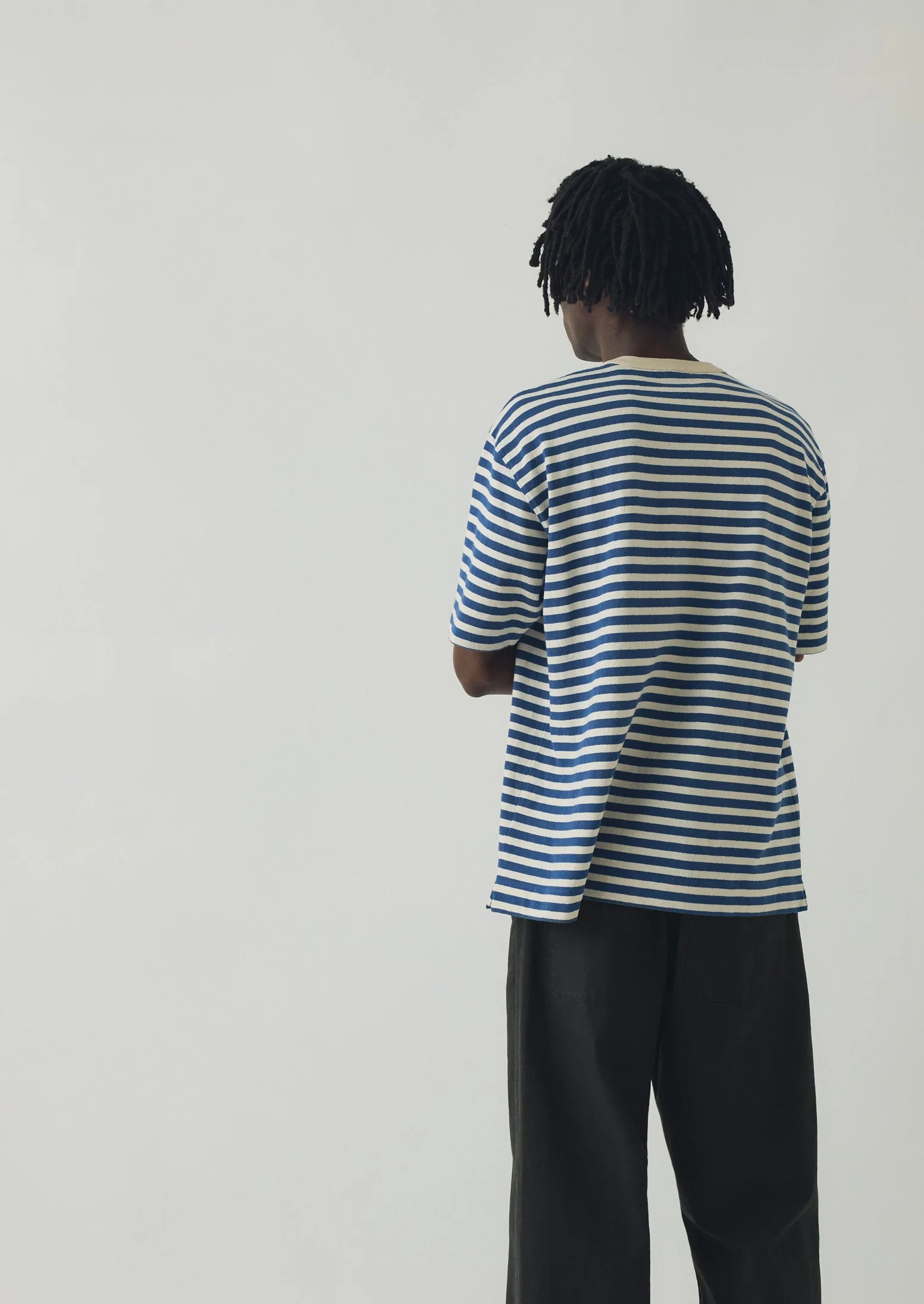 Bold Stripe Relaxed Tee | Delft/Ecru - Image 5