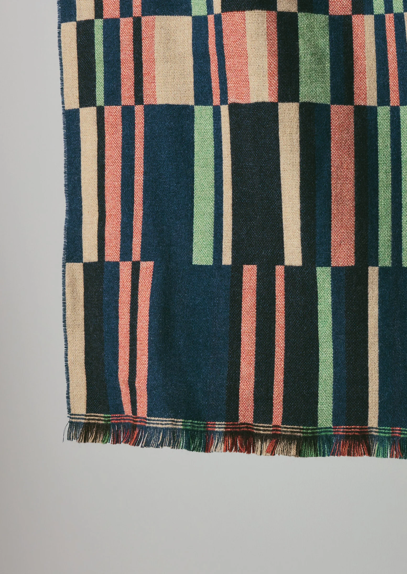 Bristol Weaving Mill Block Stripe Blanket | Deep Blue/Fern - Image 6