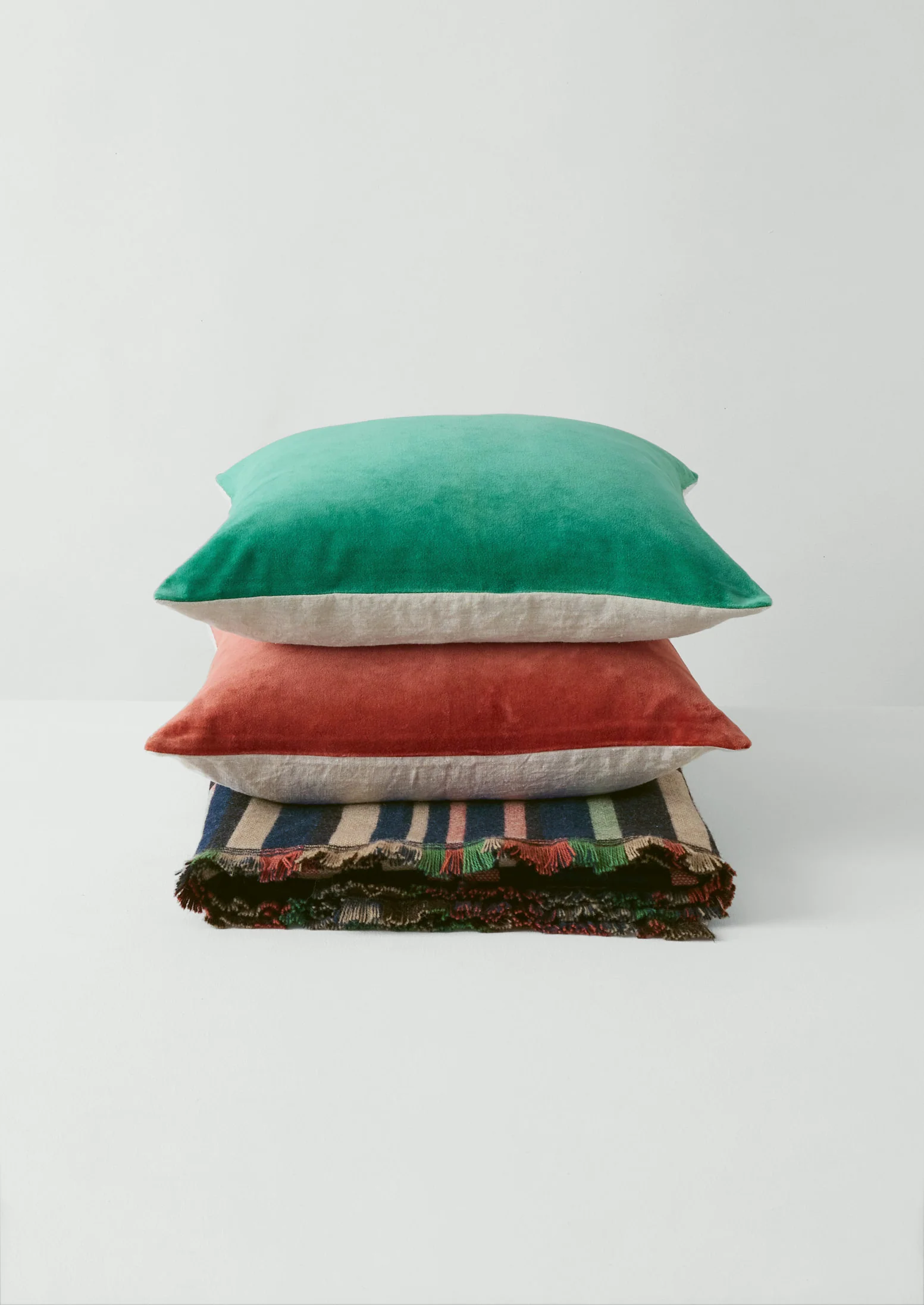 Bristol Weaving Mill Block Stripe Blanket | Deep Blue/Fern - Image 7