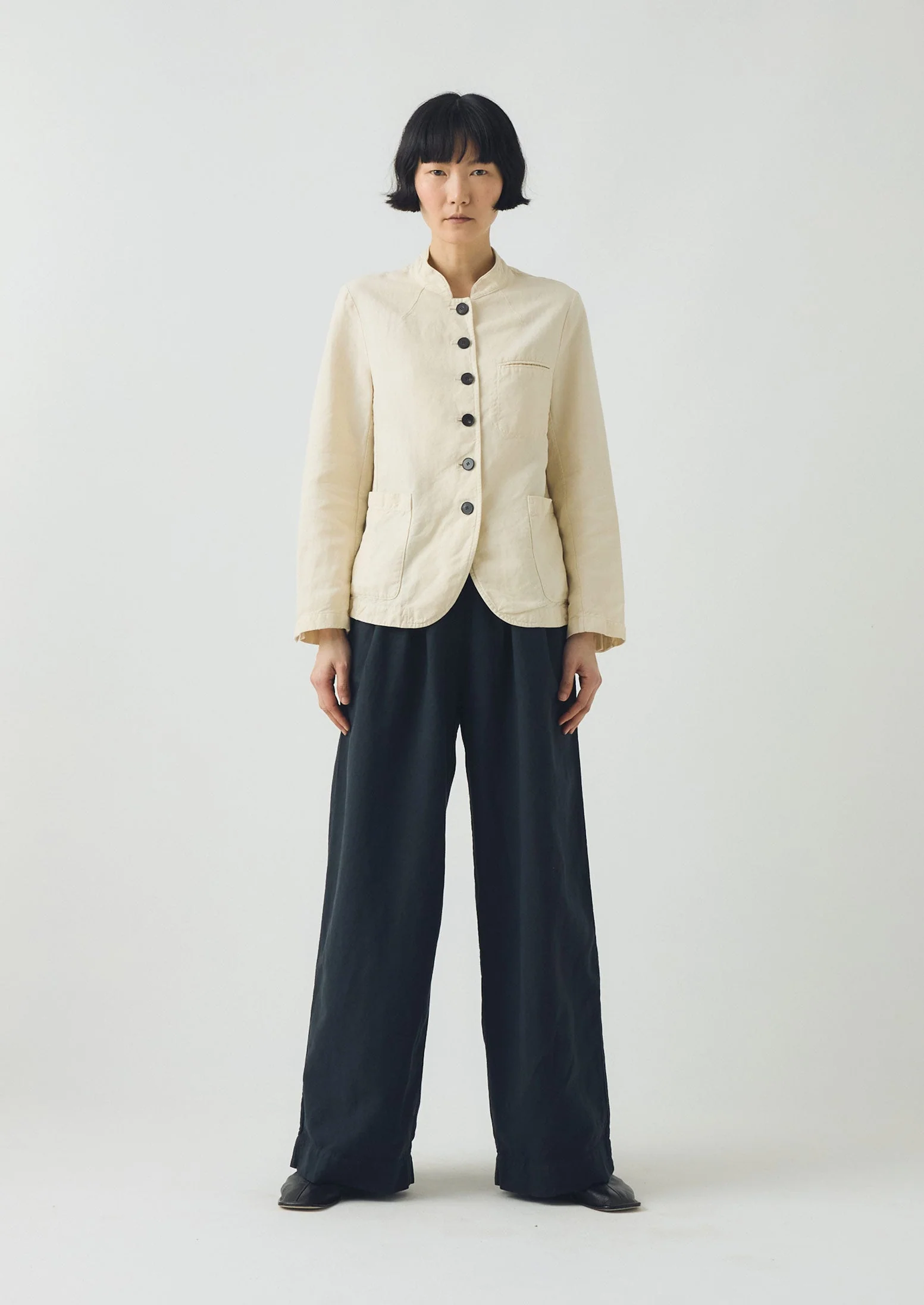 Cotton Linen Neat Jacket | Parchment - Image 3