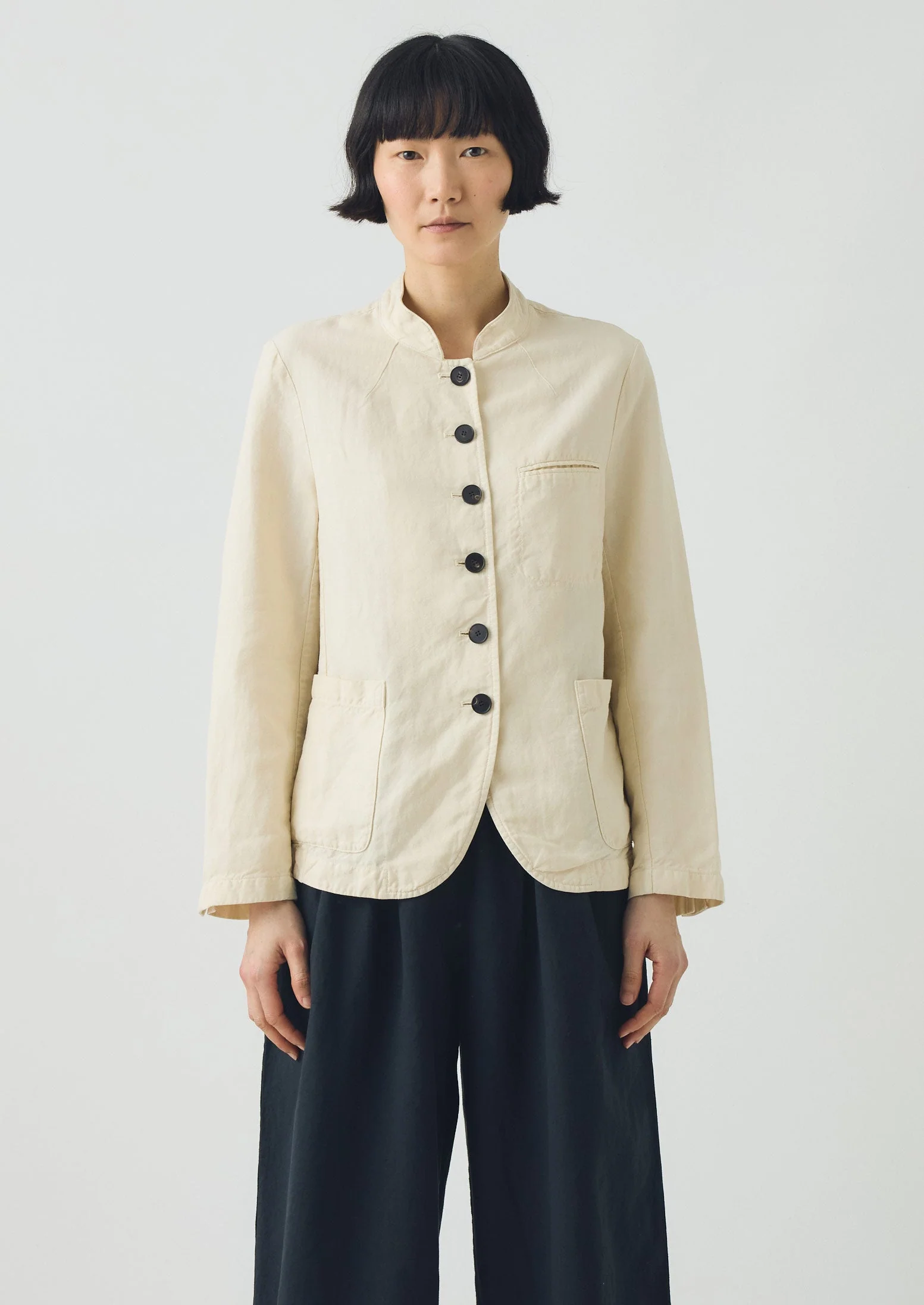 Cotton Linen Neat Jacket | Parchment - Image 5