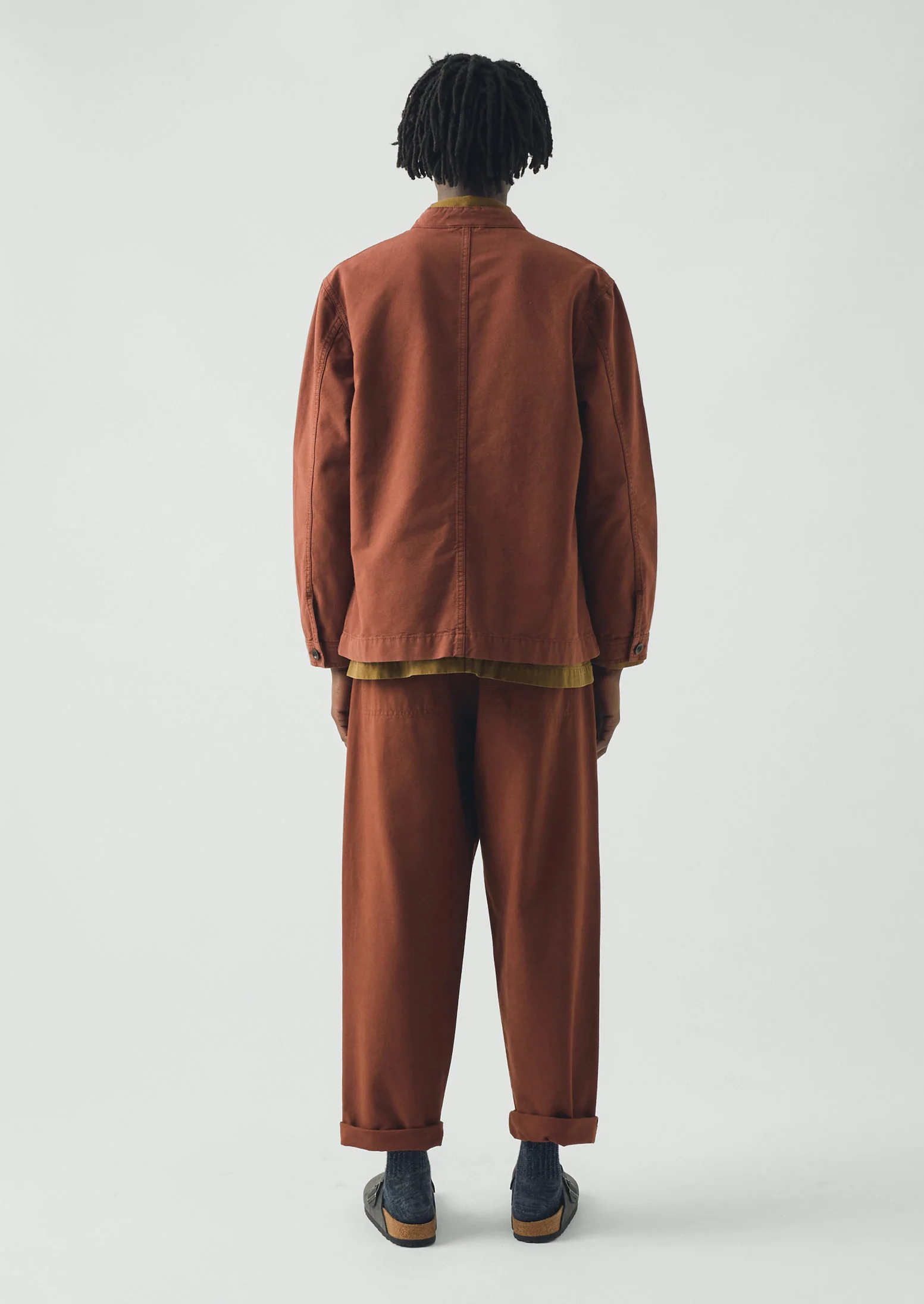 Garment Dyed Cotton Canvas Stand Collar Jacket | Cinnamon - Image 5