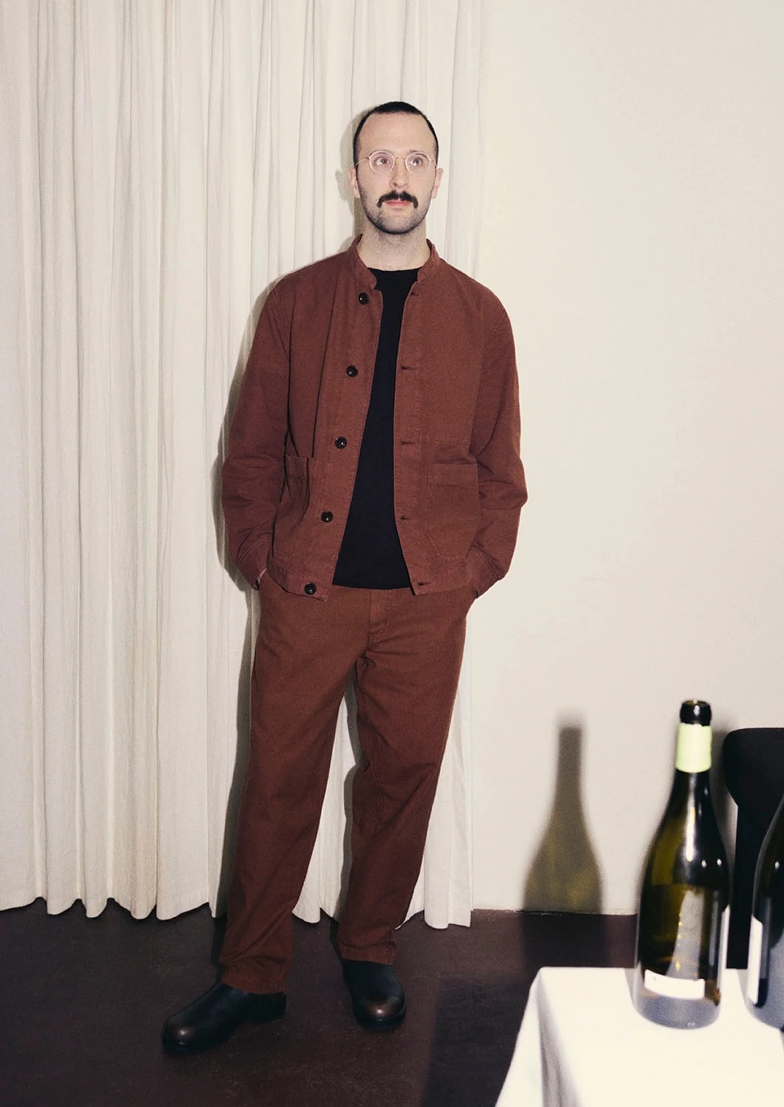 Garment Dyed Cotton Canvas Stand Collar Jacket | Cinnamon - Image 7