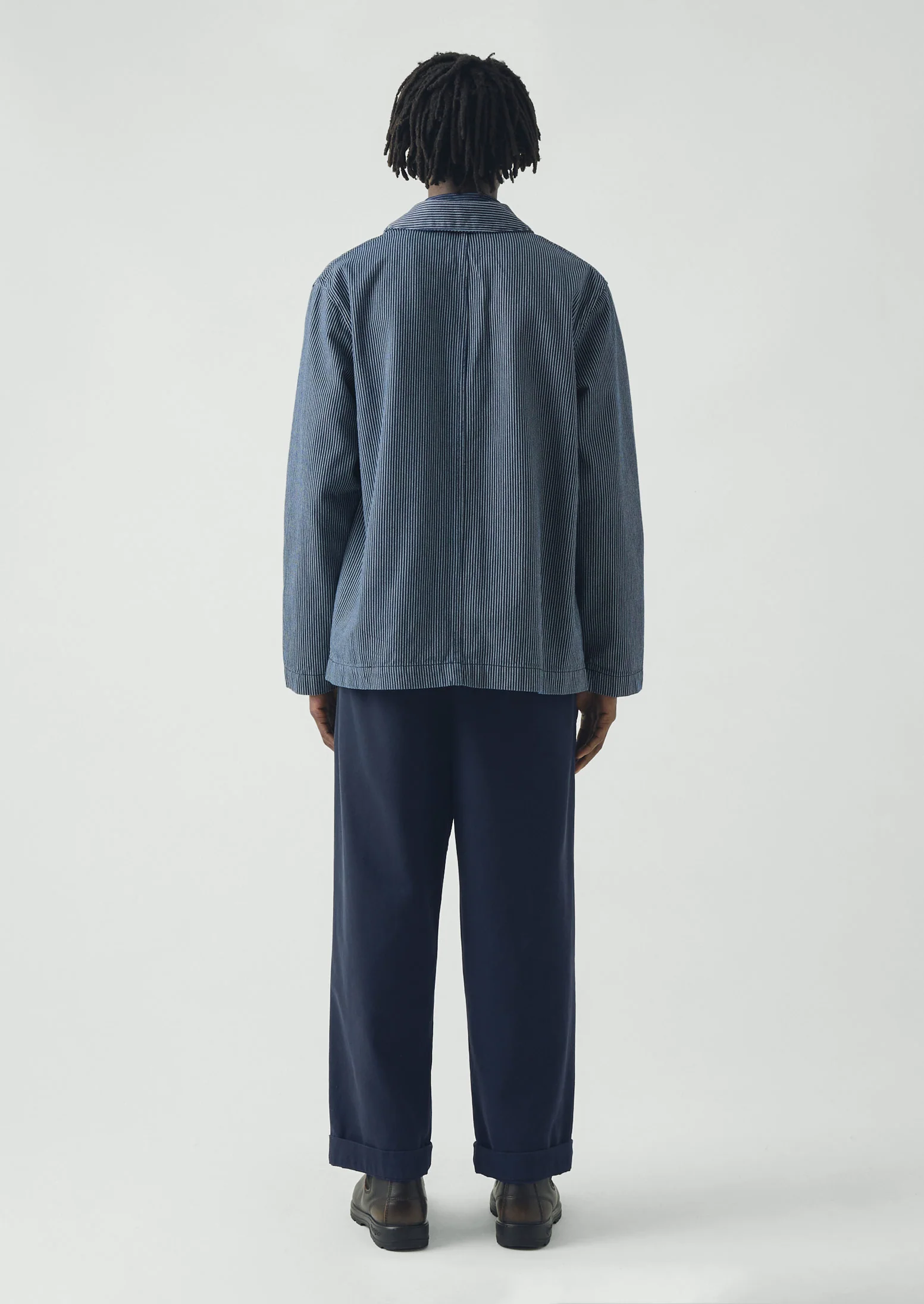 Hickory Stripe Denim Chore Jacket | Ecru/Indigo - Image 5