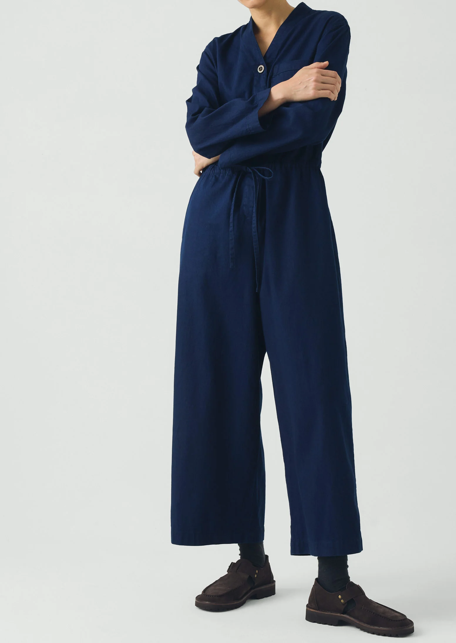Indigo Cotton Twill Jumpsuit | Indigo - Image 3