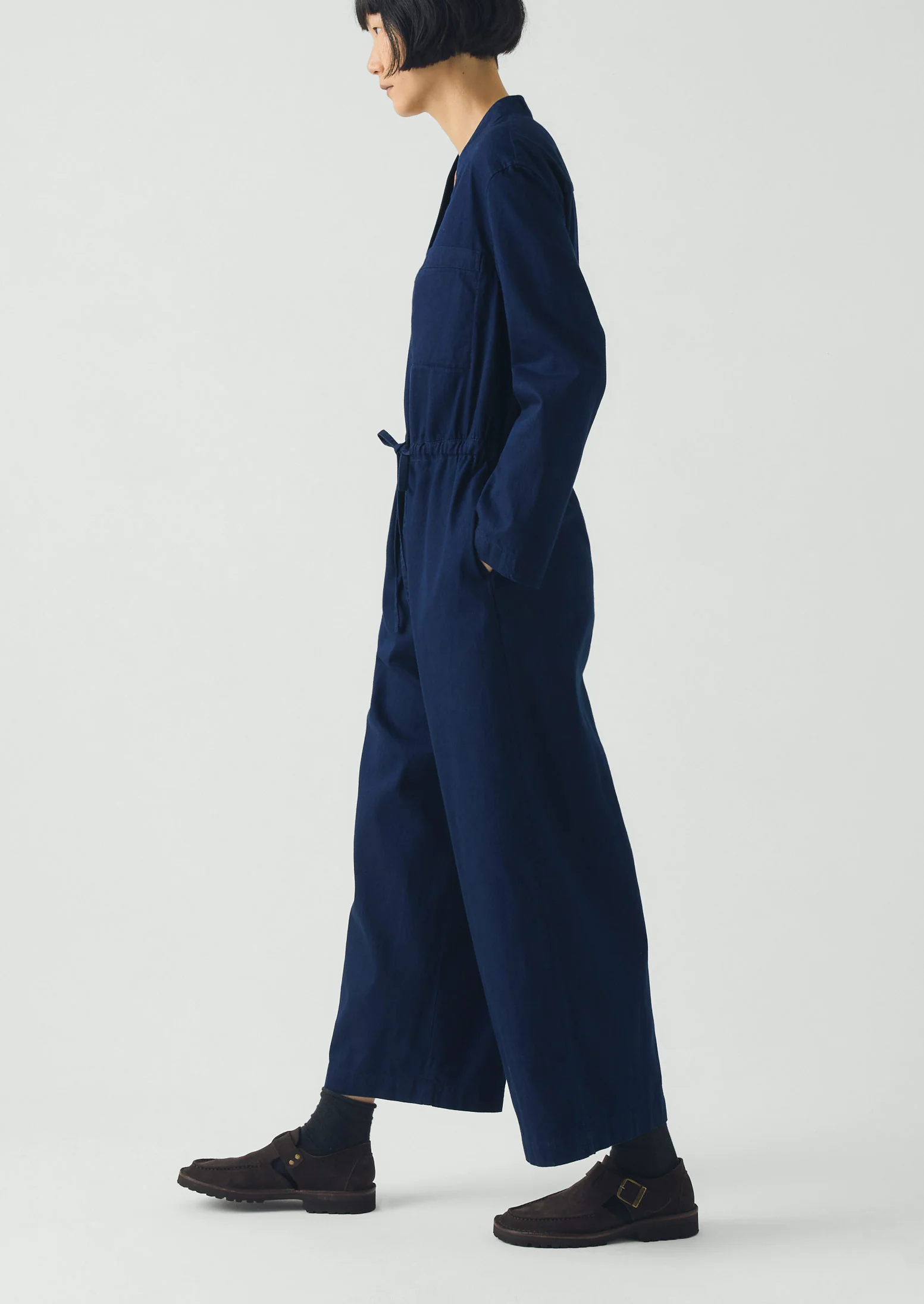 Indigo Cotton Twill Jumpsuit | Indigo - Image 5