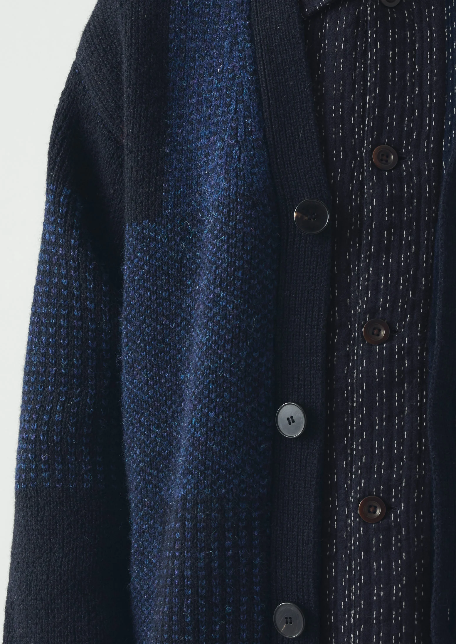 Jacquard British Wool Cardigan | Navy/Cobalt - Image 5