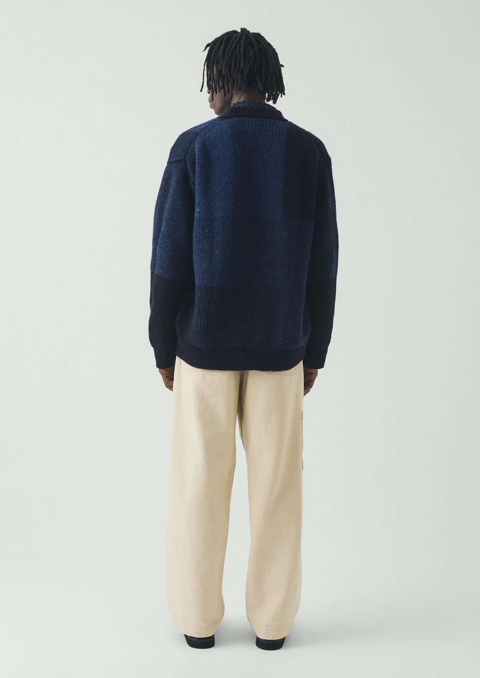 Jacquard British Wool Cardigan | Navy/Cobalt - Image 6