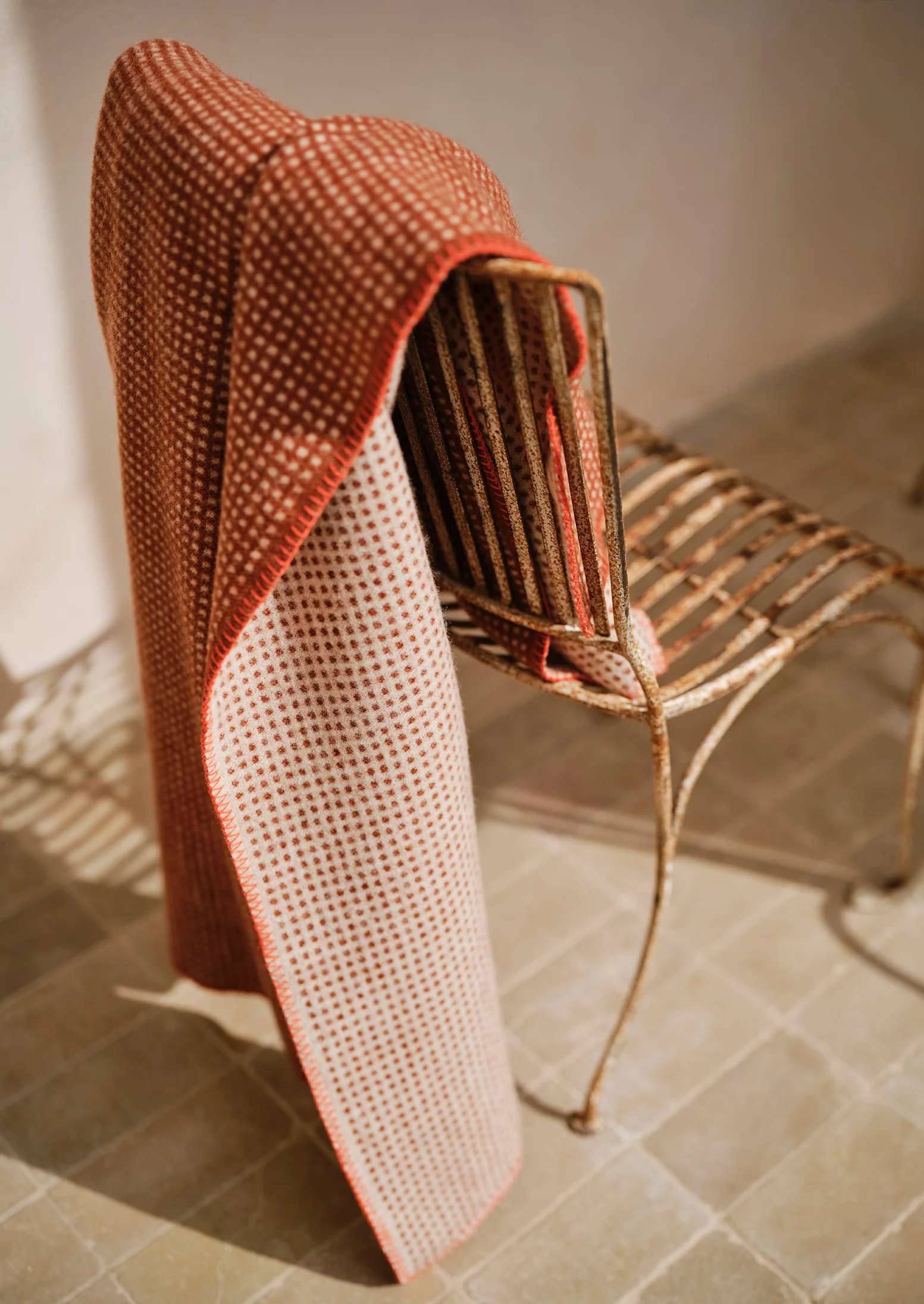 Jacquard Dot Wool Blanket | Rust - Image 3
