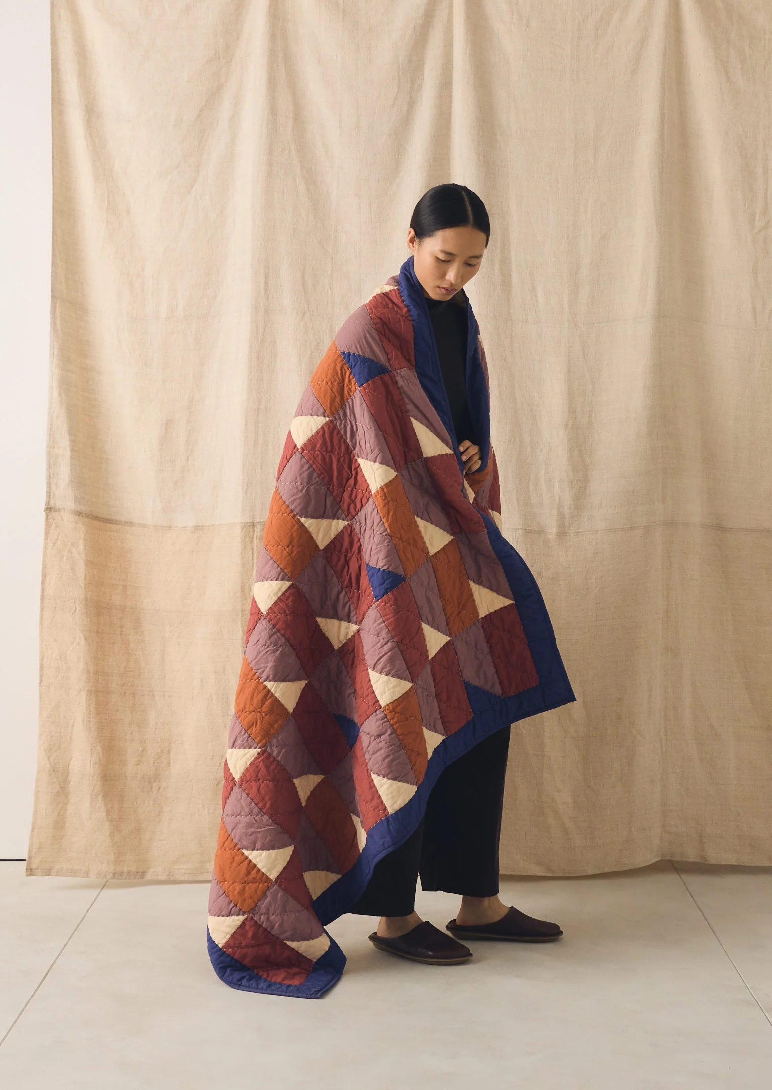 Mosaic Tile Patchwork Quilt | Terracotta/Twilight - Image 6