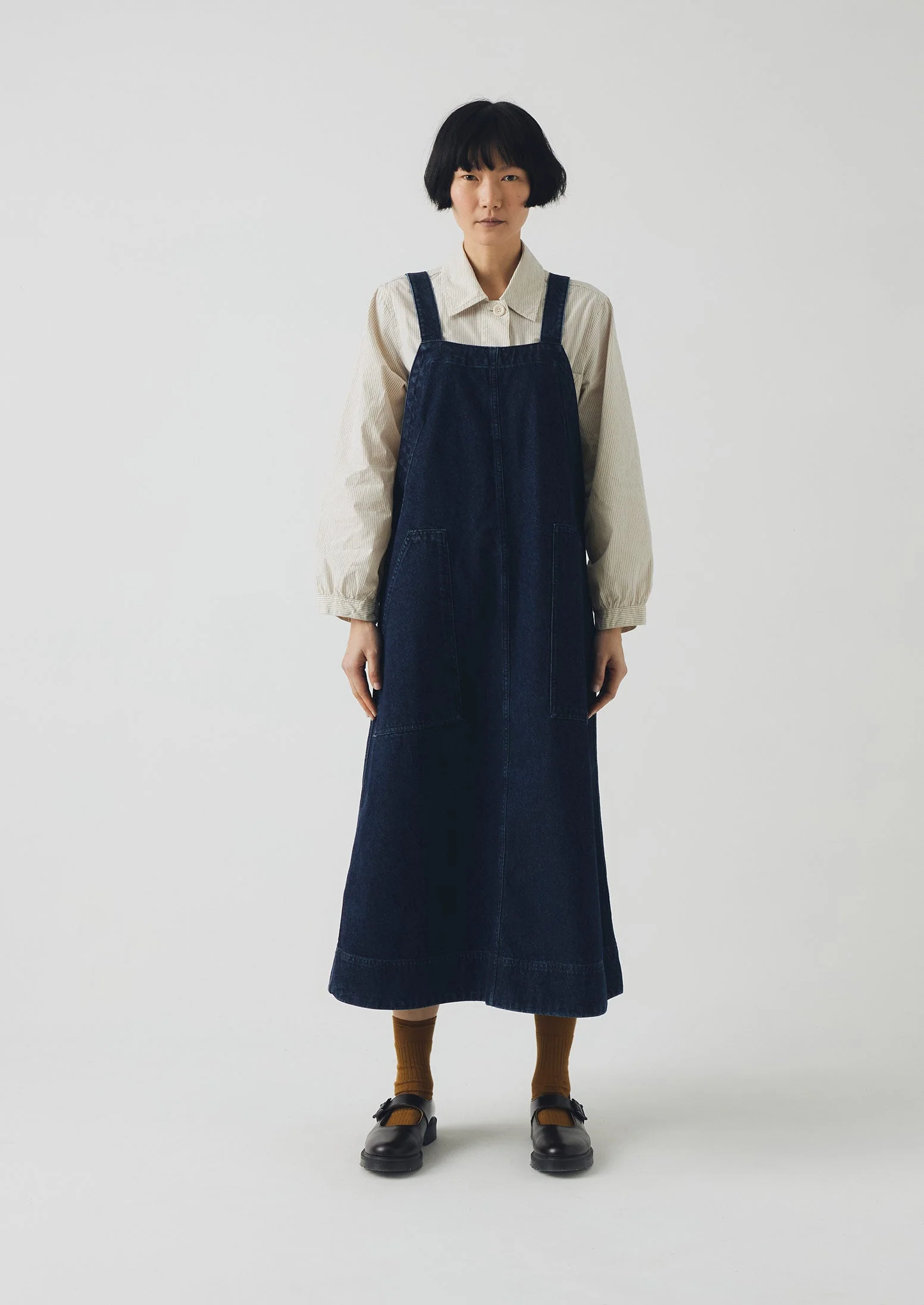 Patch Pocket Denim Dungaree Dress | Indigo - Image 3