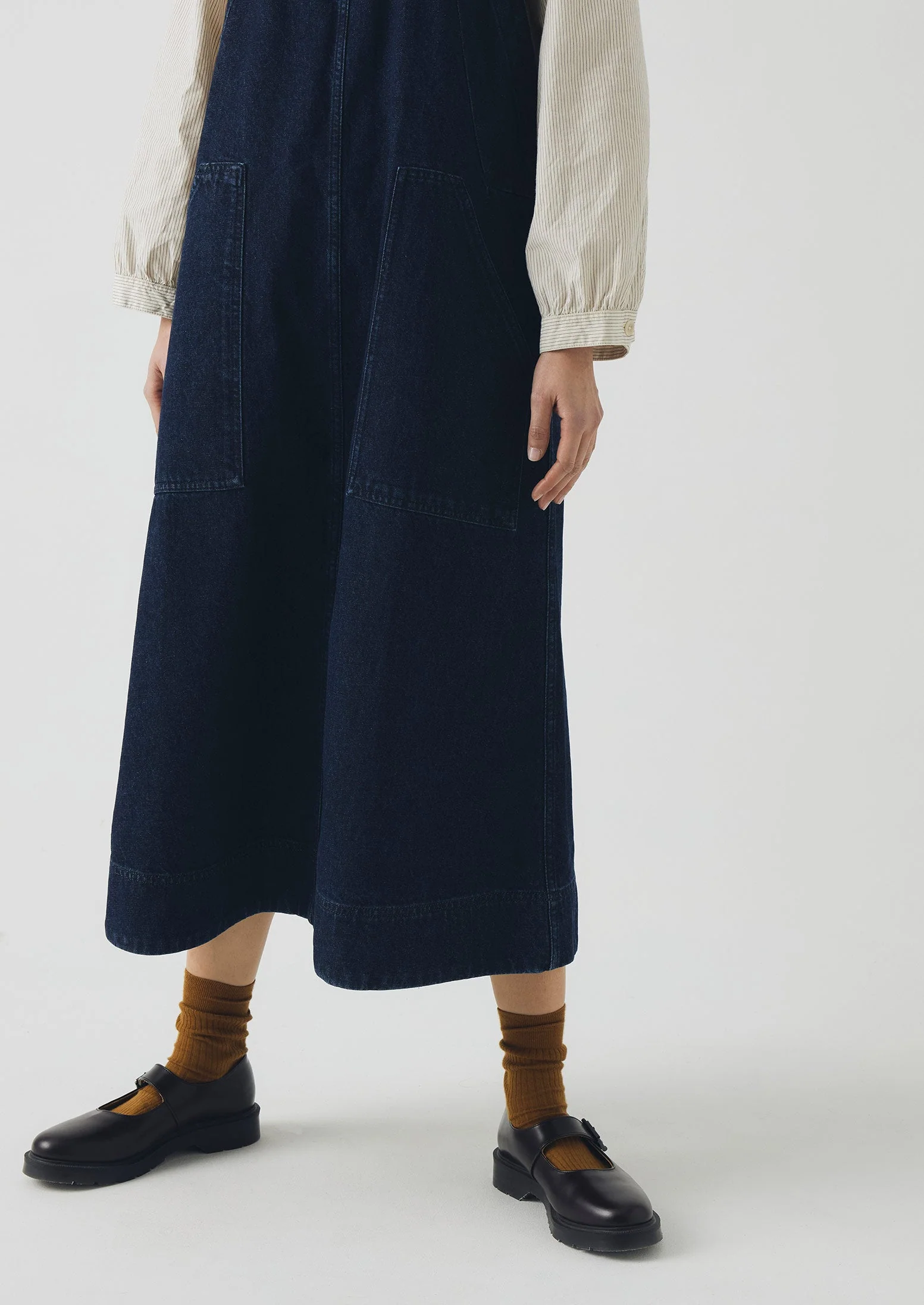 Patch Pocket Denim Dungaree Dress | Indigo - Image 5