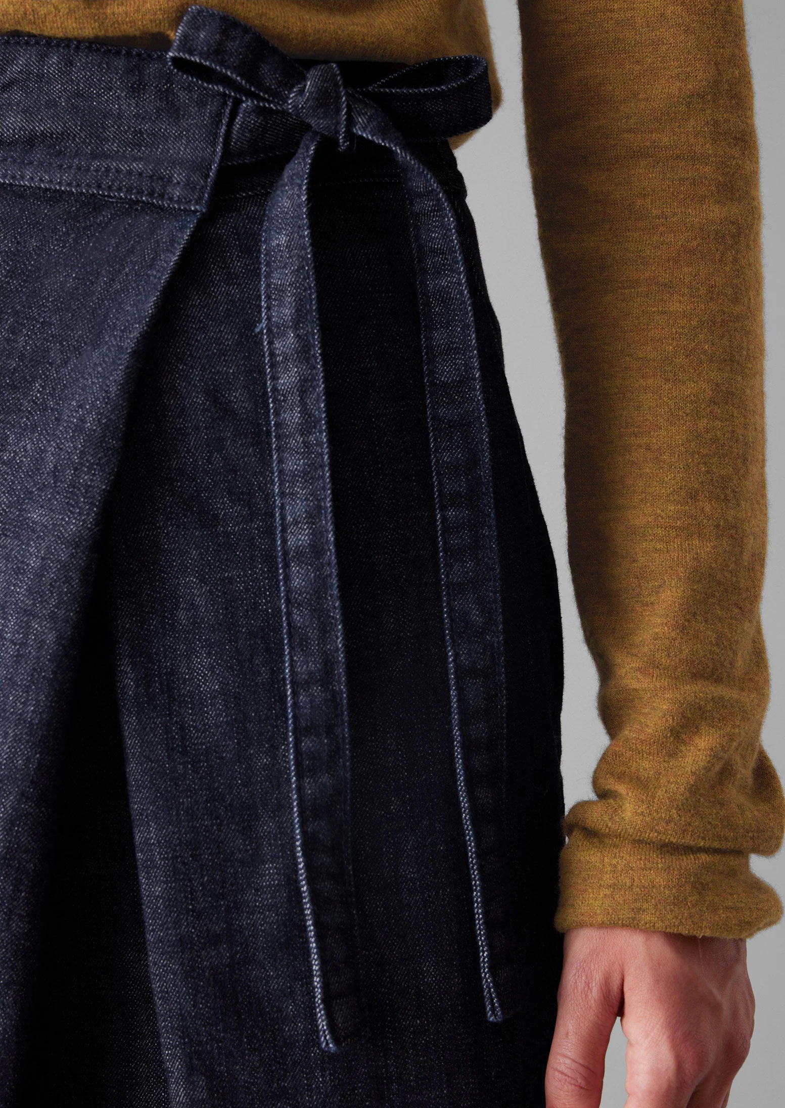 Pleated Wrap Denim Culottes | Indigo - Image 5