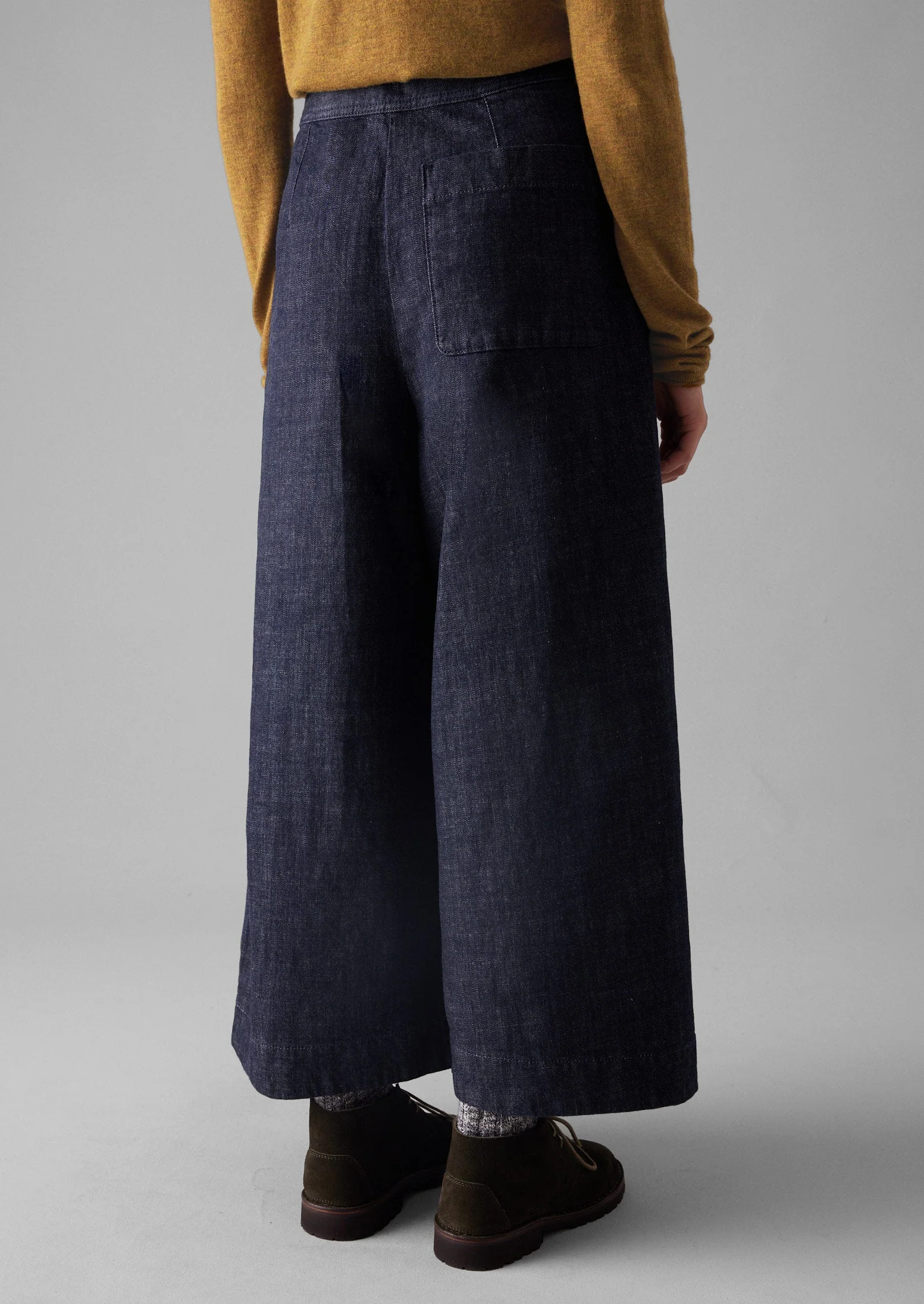 Pleated Wrap Denim Culottes | Indigo - Image 6