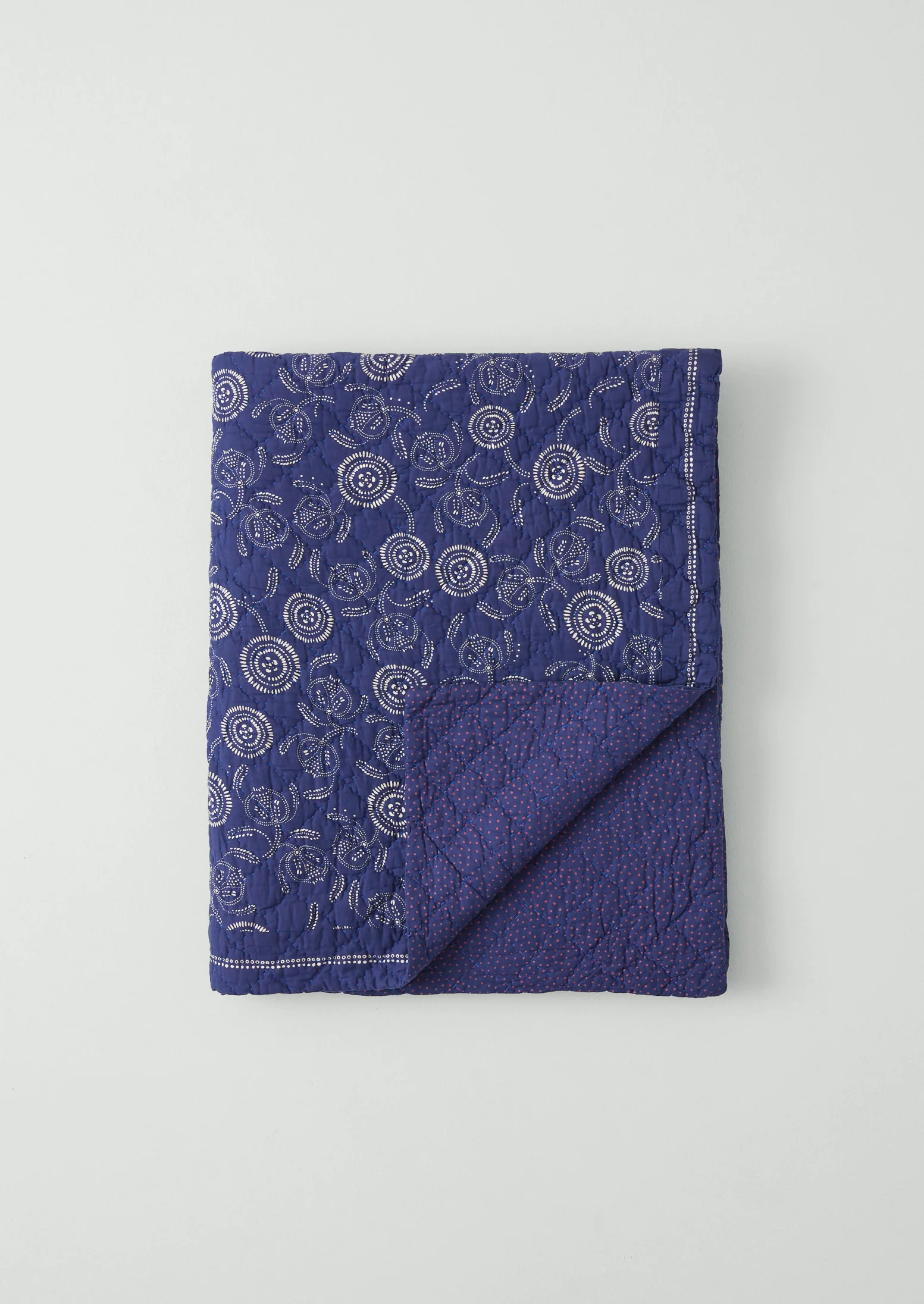 Pomegranate Print Quilt | Indigo Blue/Ecru - Image 4