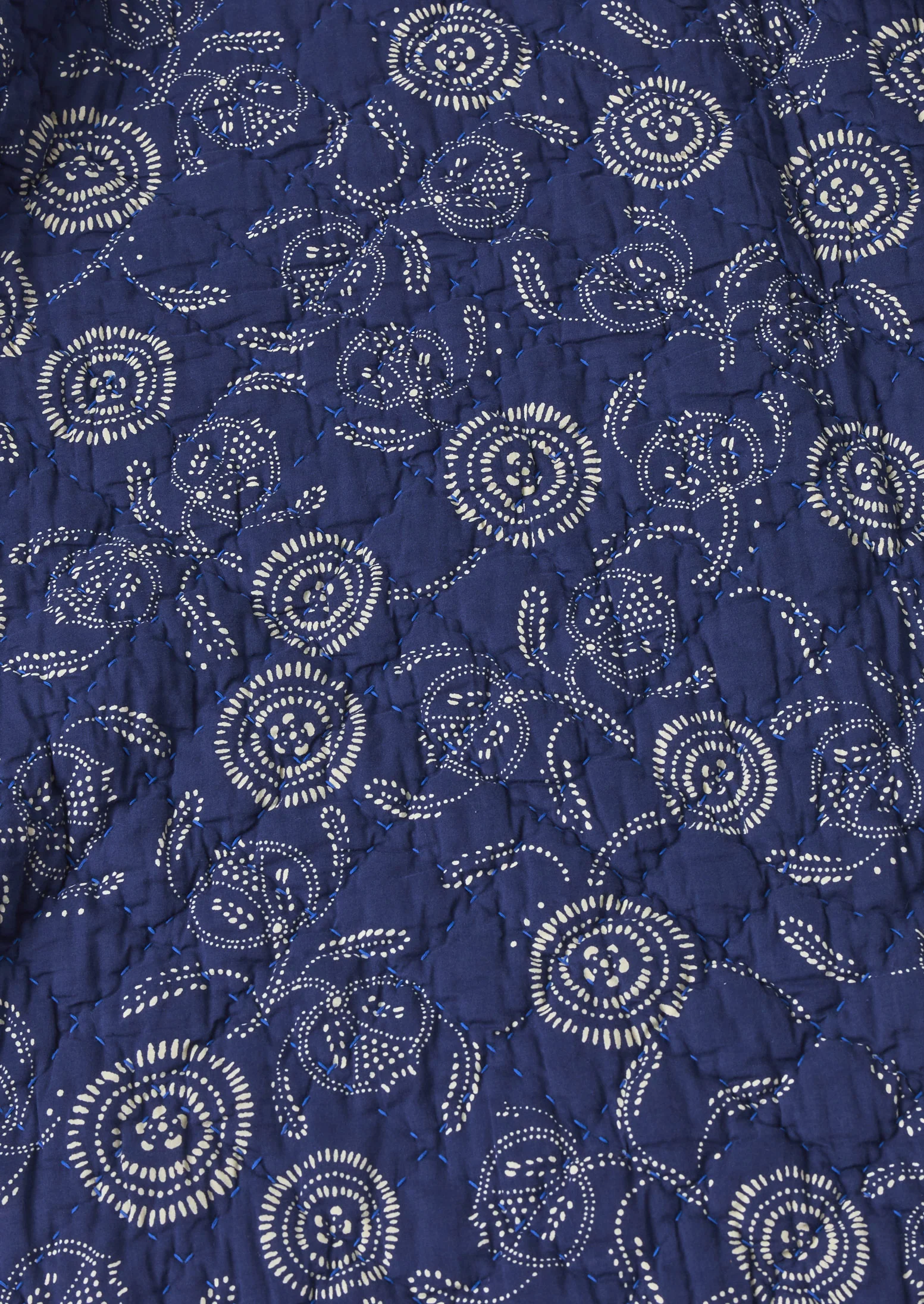 Pomegranate Print Quilt | Indigo Blue/Ecru - Image 5