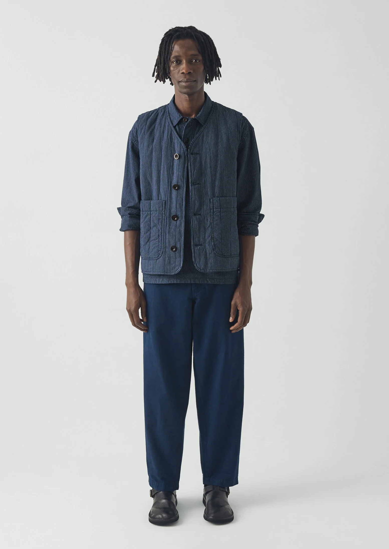 Railroad Stripe Padded Gilet | Denim Blue - Image 4