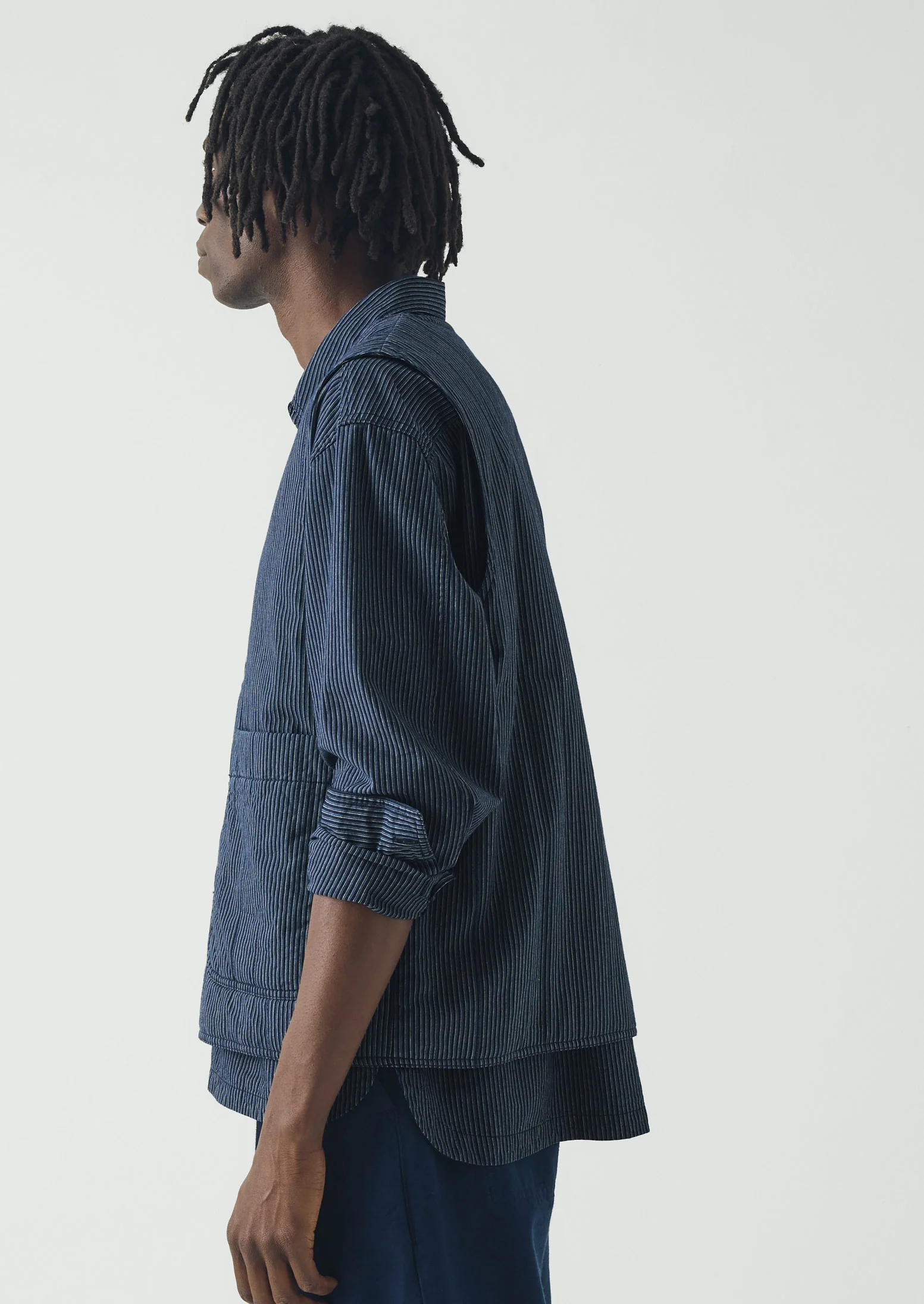 Railroad Stripe Padded Gilet | Denim Blue - Image 5