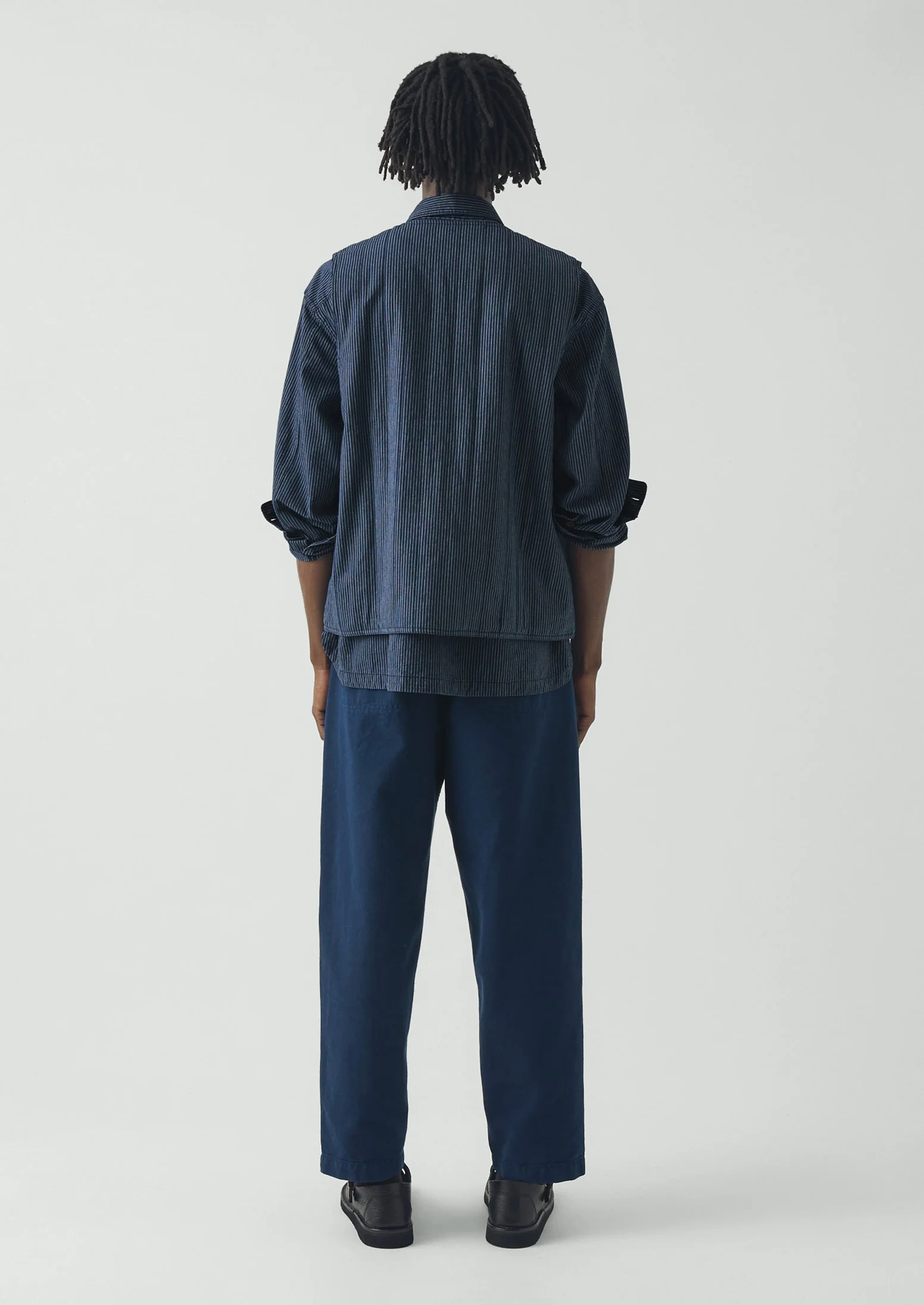 Railroad Stripe Padded Gilet | Denim Blue - Image 6