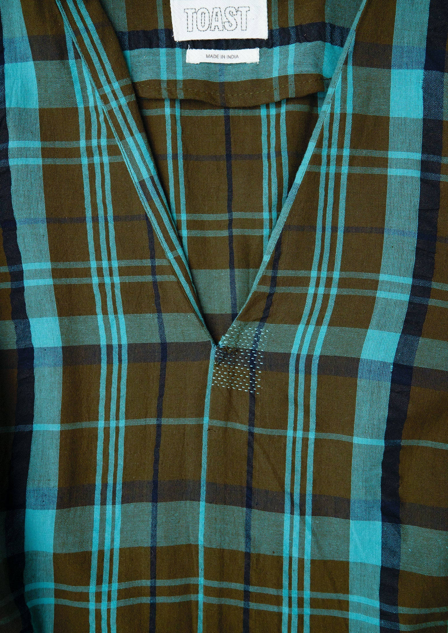 Renewed Astrid Check Seersucker Dress Size 16 (112) | Oil/Sea Green - Image 3