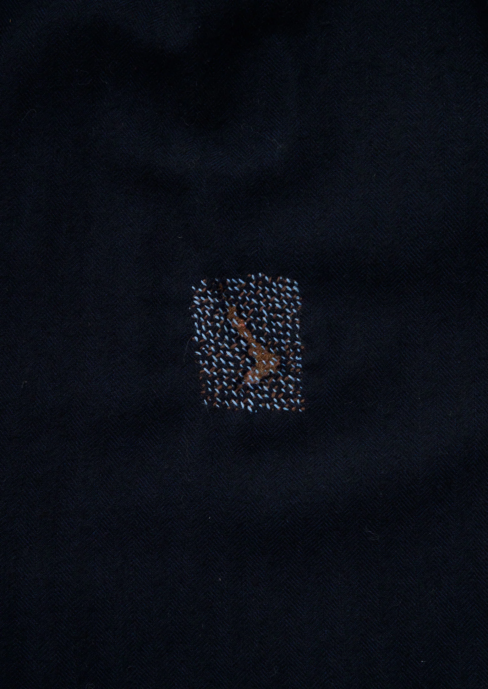 Renewed Cotton Wool Herringbone Pull on Trousers Size XS (53) | Dark Navy - Image 3