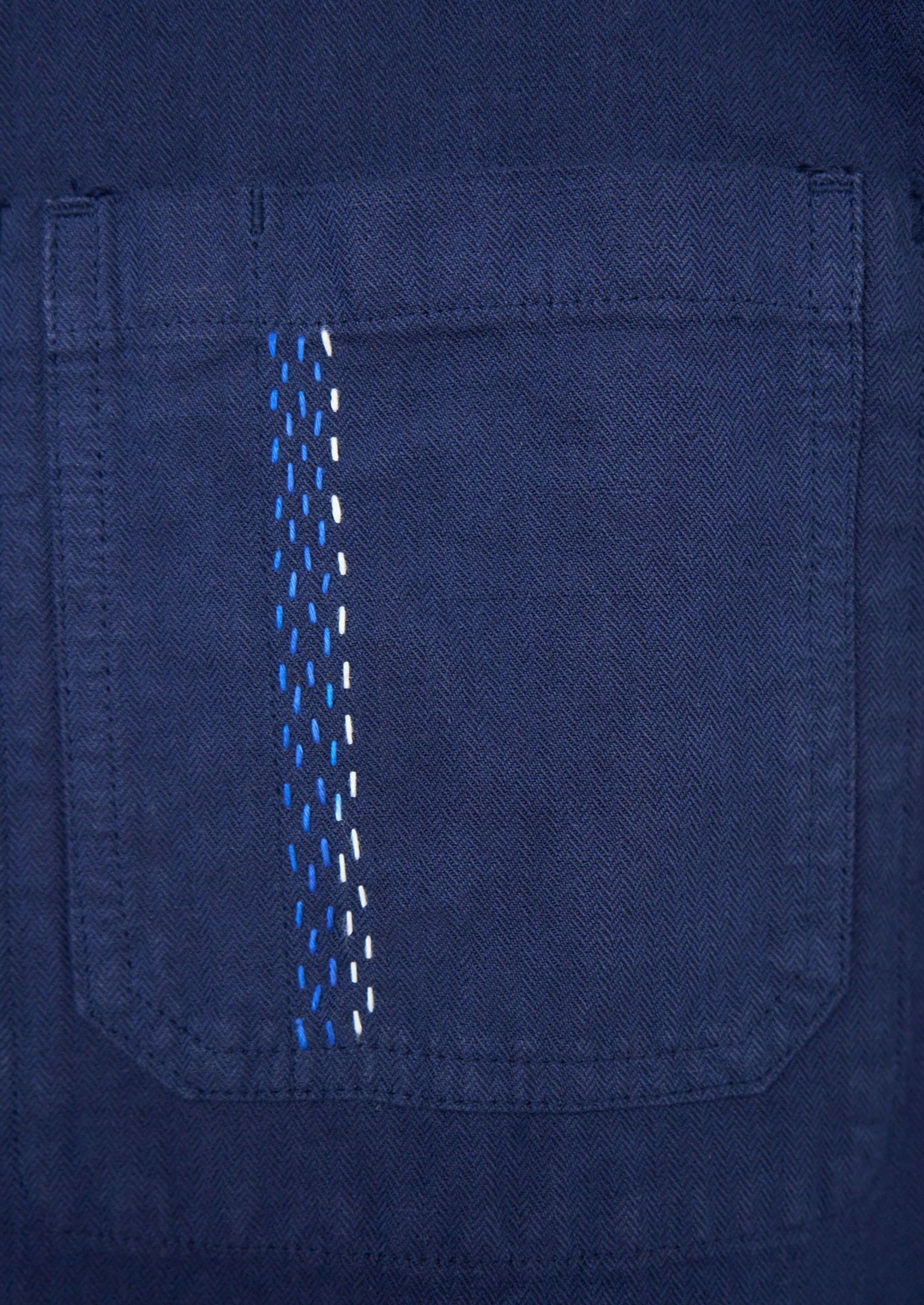 Renewed Garment Dyed Herringbone Jacket Size M (01) | Dark Indigo - Image 4