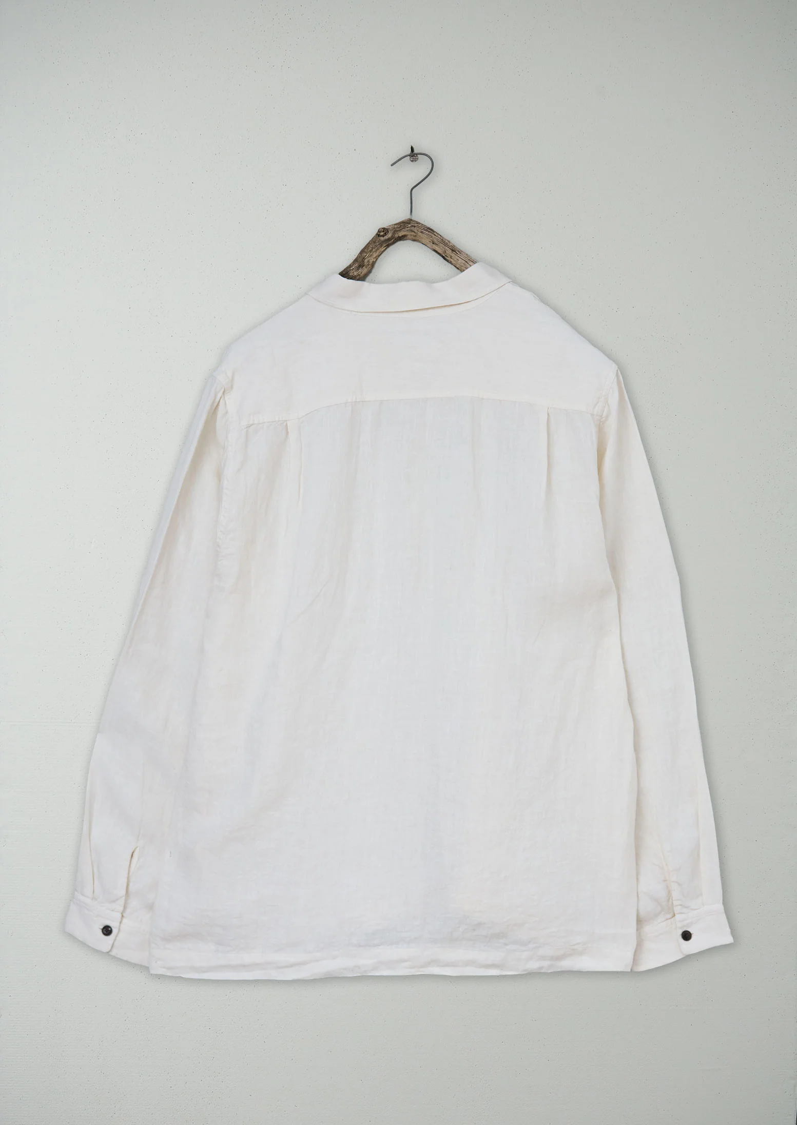 Renewed Half Placket Linen Shirt XL (08) | Parchment - Image 3