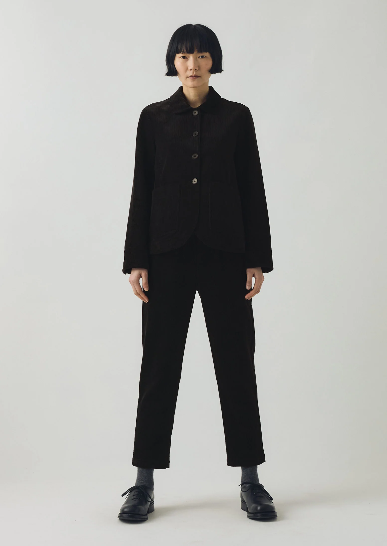 Round Collar Organic Cord Jacket | Anthracite - Image 4