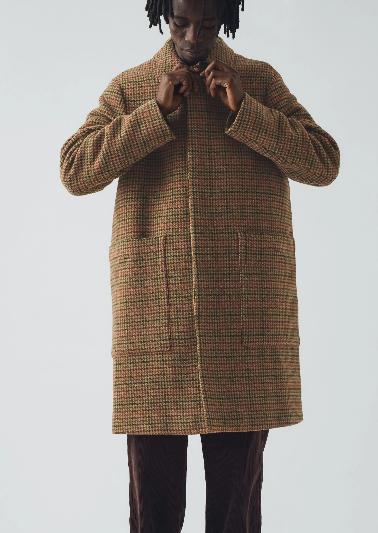 Vibrant Check Wool Overcoat | Umber Multi - Image 6