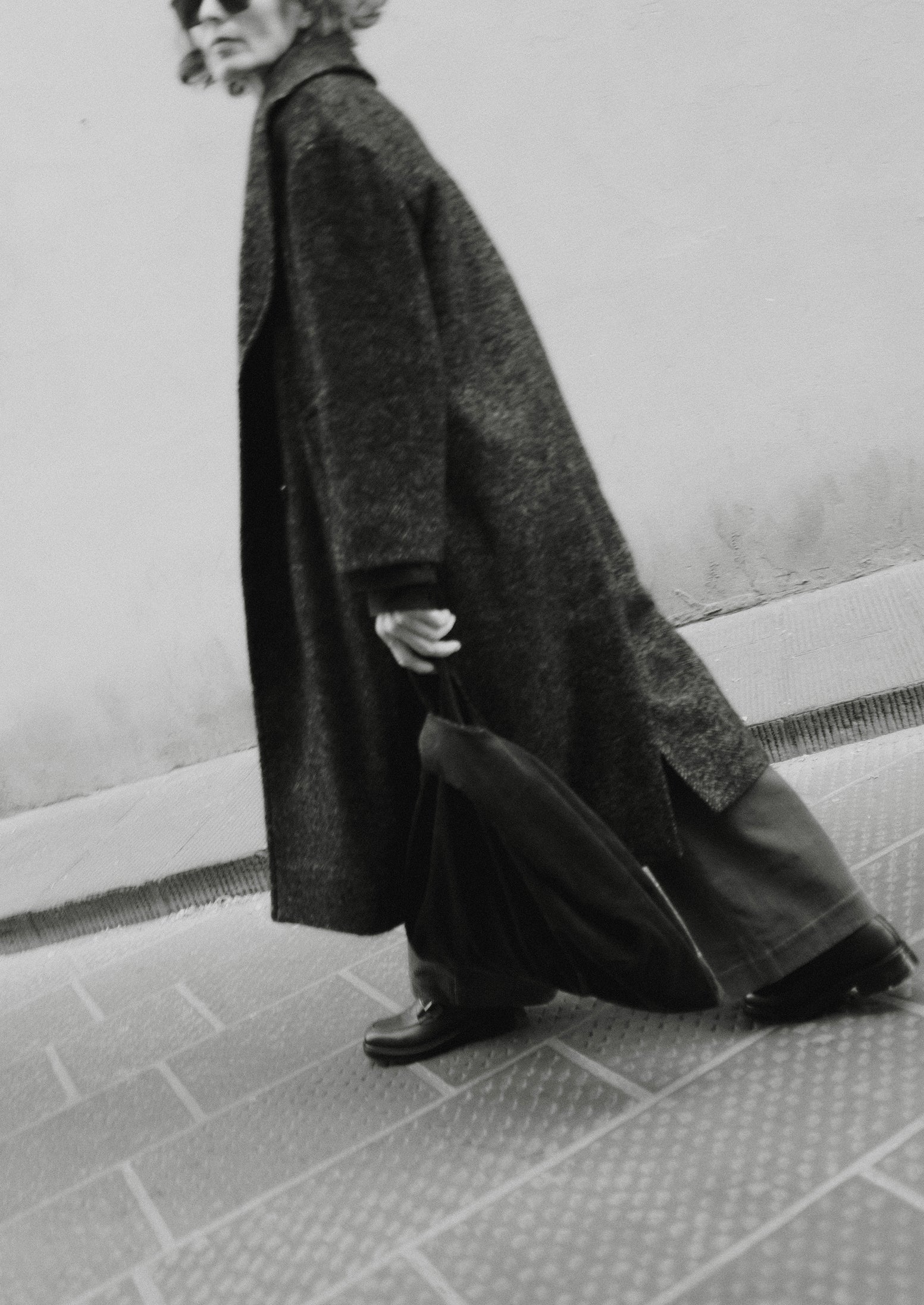 Wool Tweed Herringbone Coat | Brown/Black - Image 3